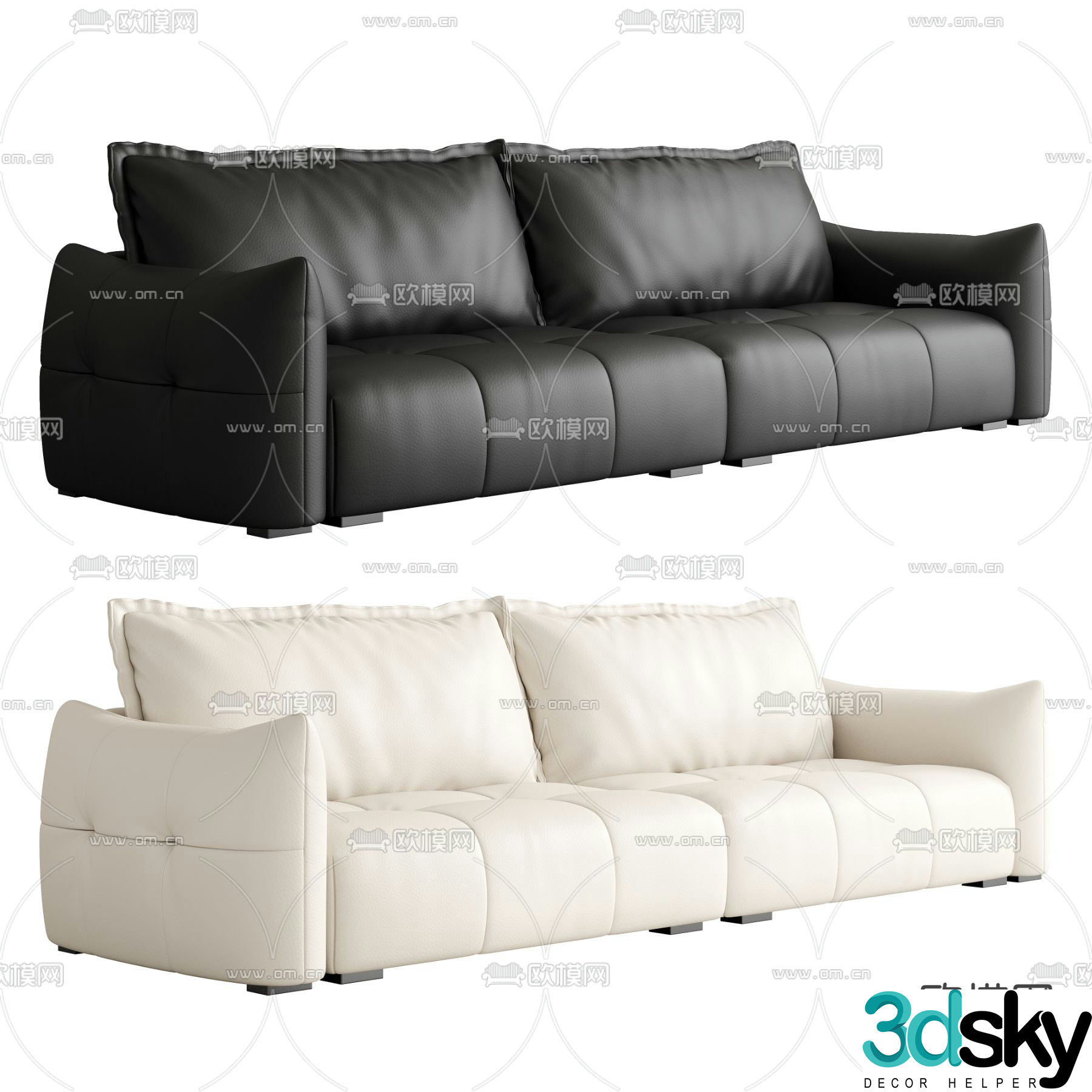 leather sofa loveseat 3d model