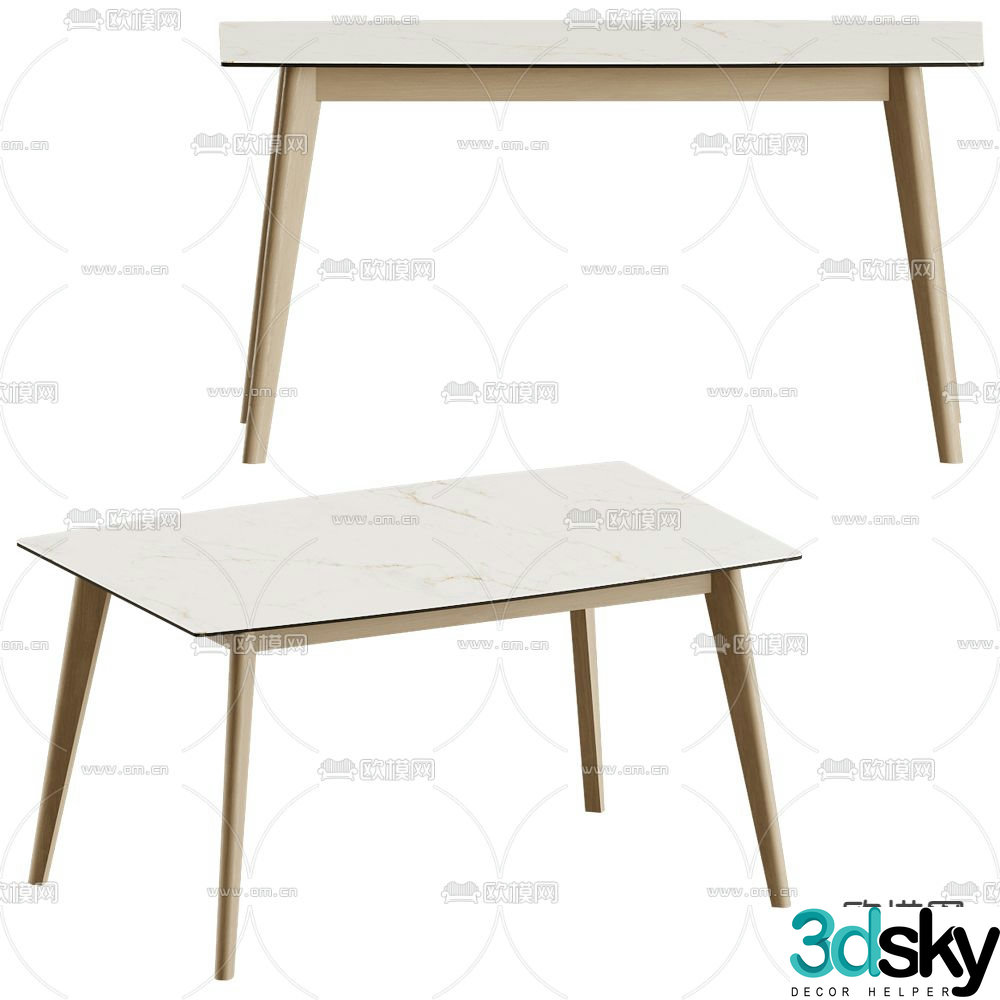 Dining table solid wood dining table 3d model