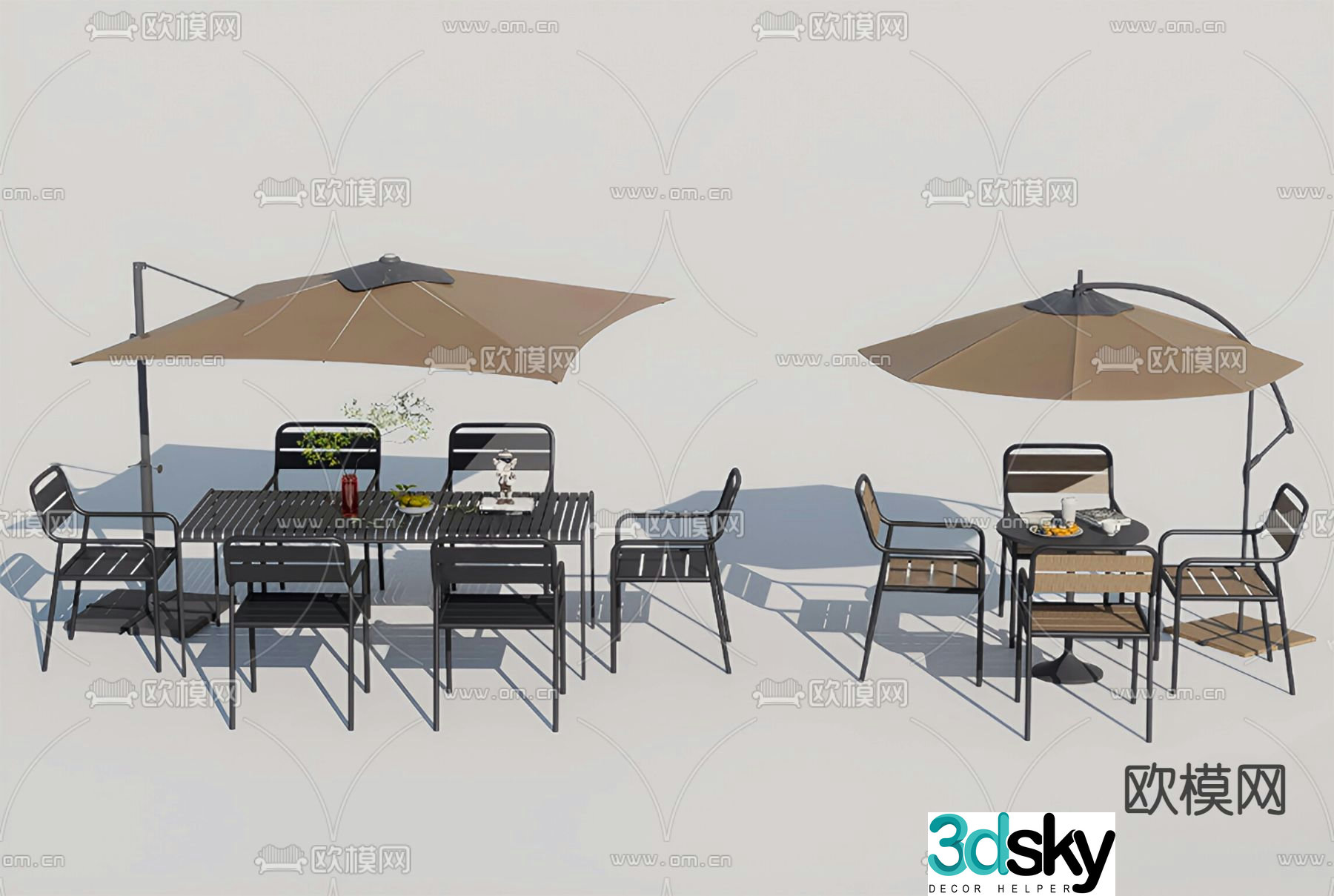 Outdoor table and chairs 3d model