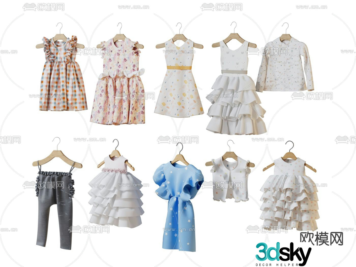 children clothes clothing hanger 3d model