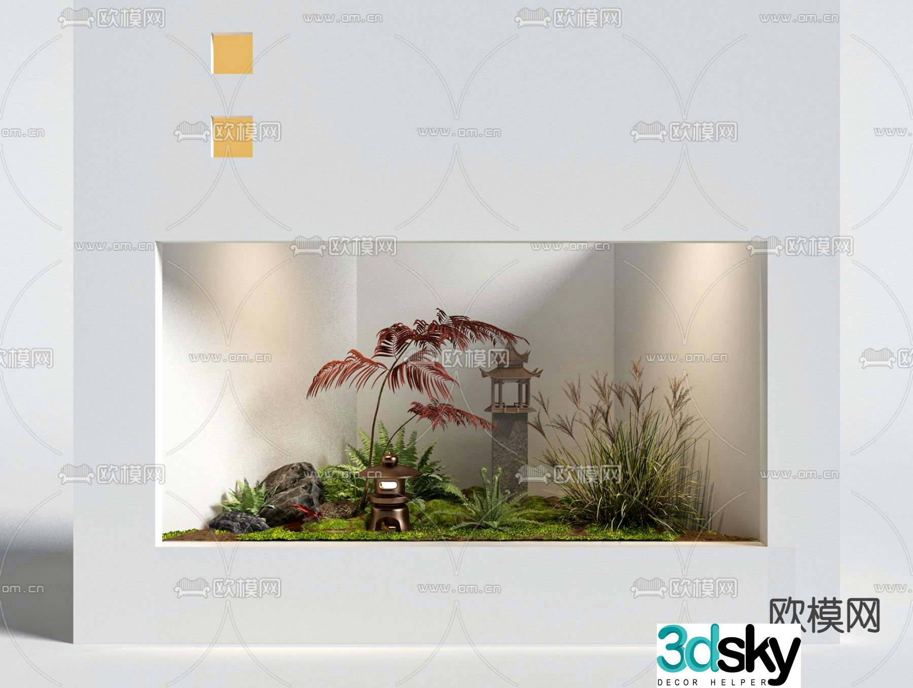 New Chinese style indoor landscape 3D model