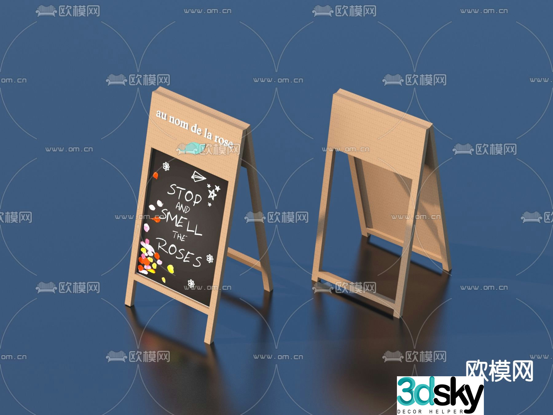 Billboard shop sign blackboard graffiti wall chalk drawing small blackboard 3d model