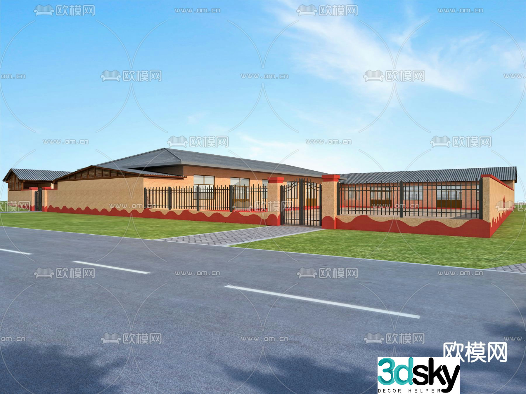 Rural Landscape Renovation Road Landscape 3D Model
