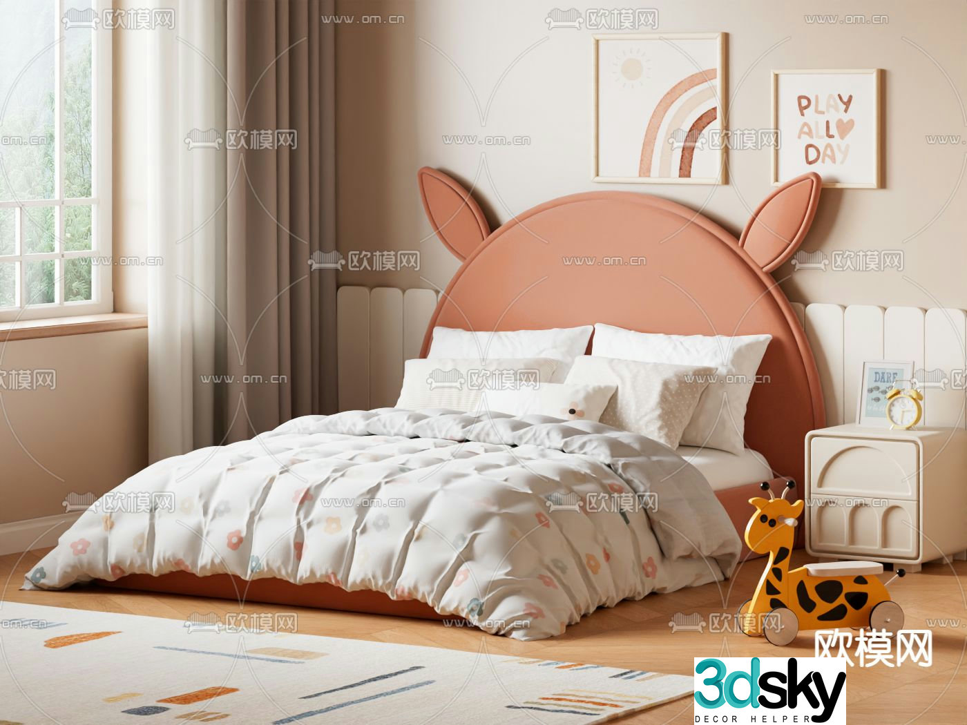 Simple children’s bed rabbit bed 3d model
