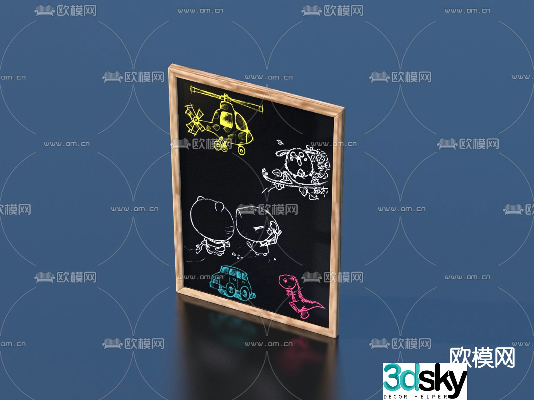 Billboard shop sign blackboard graffiti wall chalk drawing small blackboard 3d model