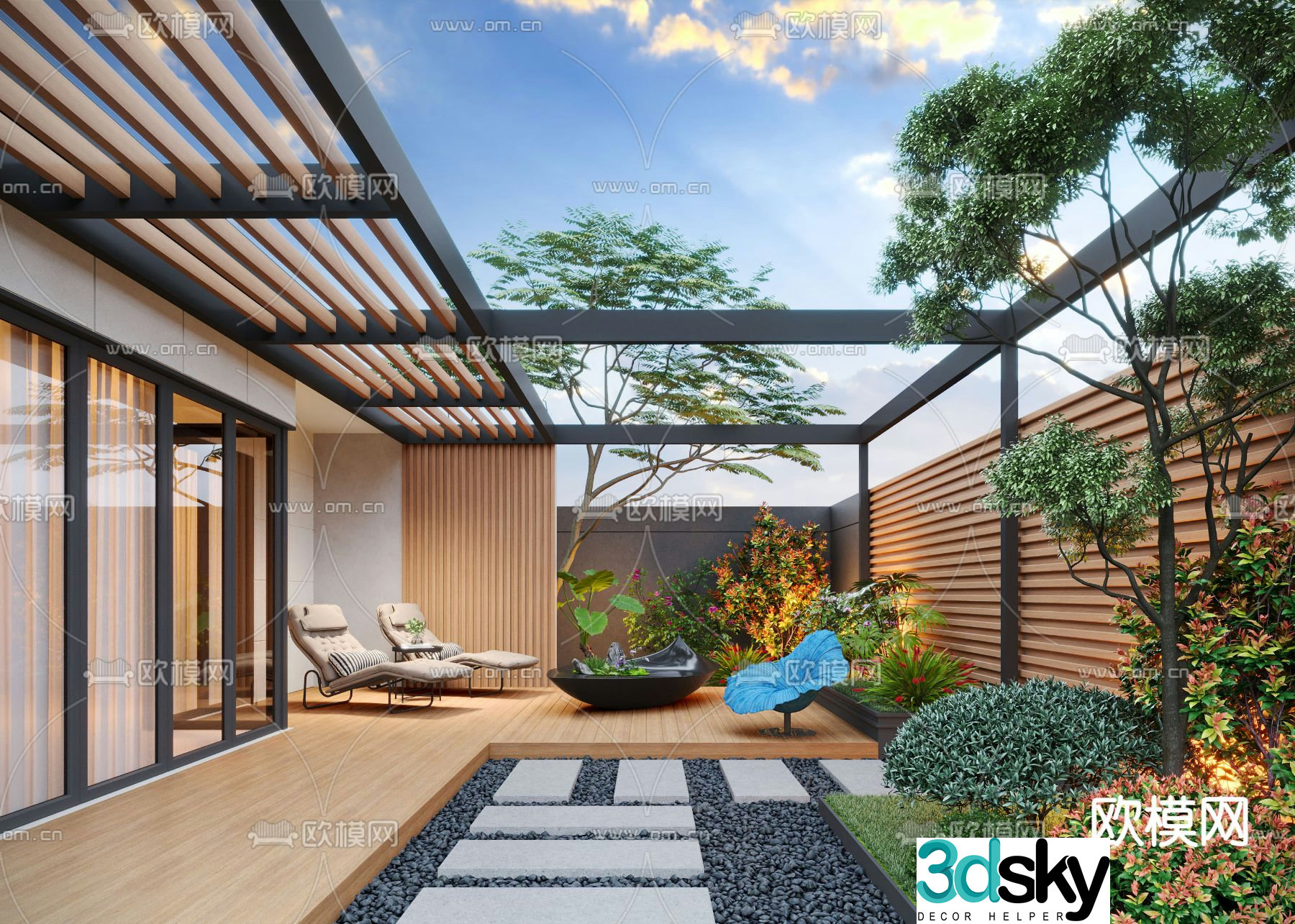 Home courtyard villa courtyard 3d model