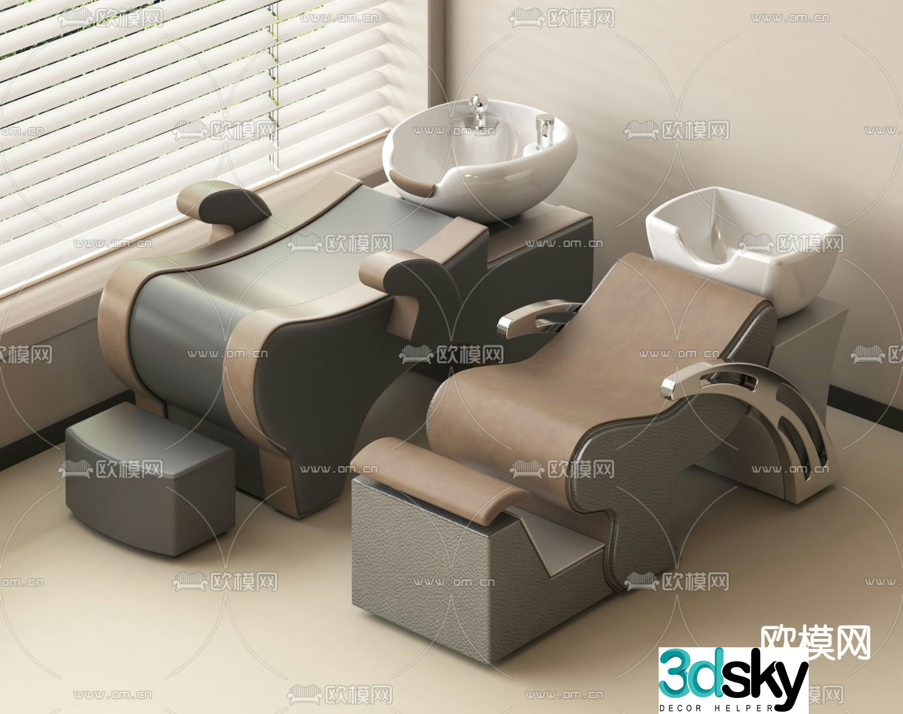Shampoo chair massage chair 3d model