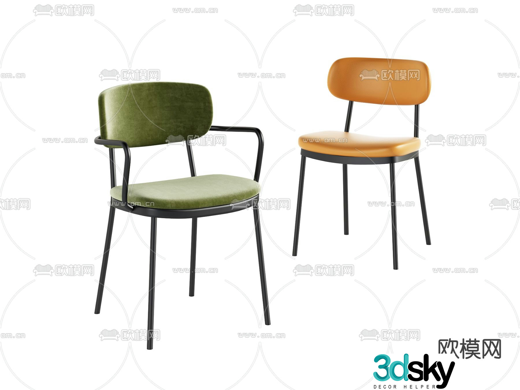 Simple chair dining chair 3d model