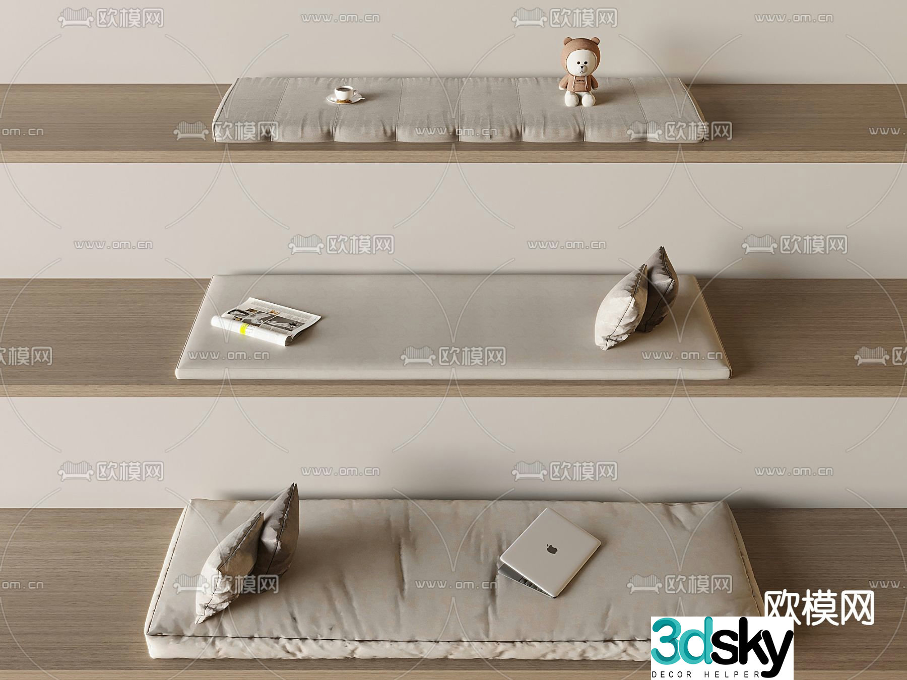 Cushion seat cushion bay window cushion sofa cushion 3d model