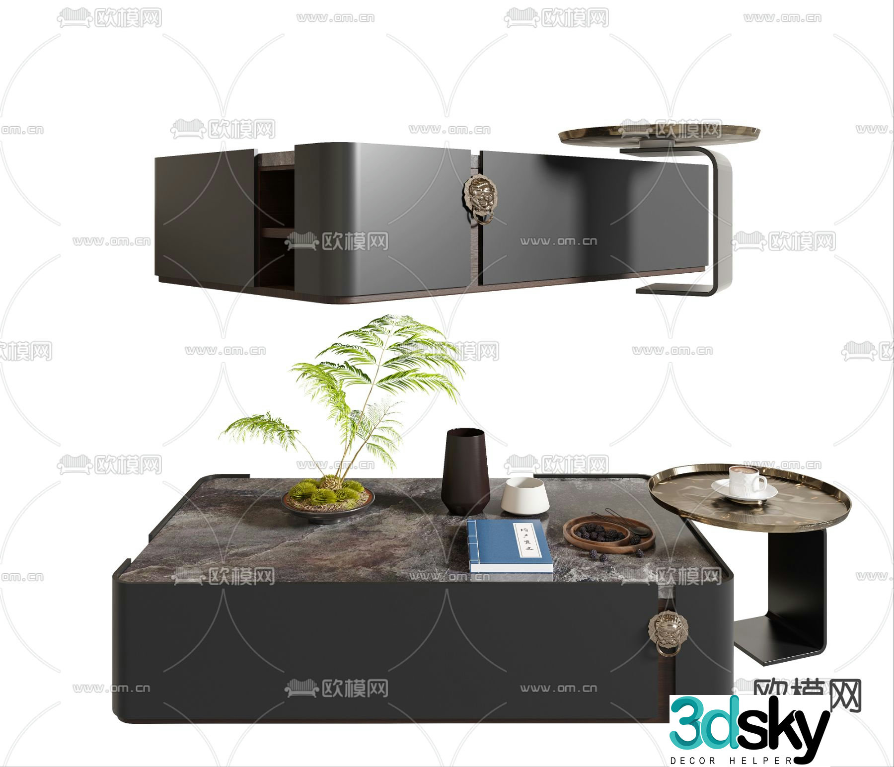 New Chinese style coffee table 3D model of mother-in-law coffee table