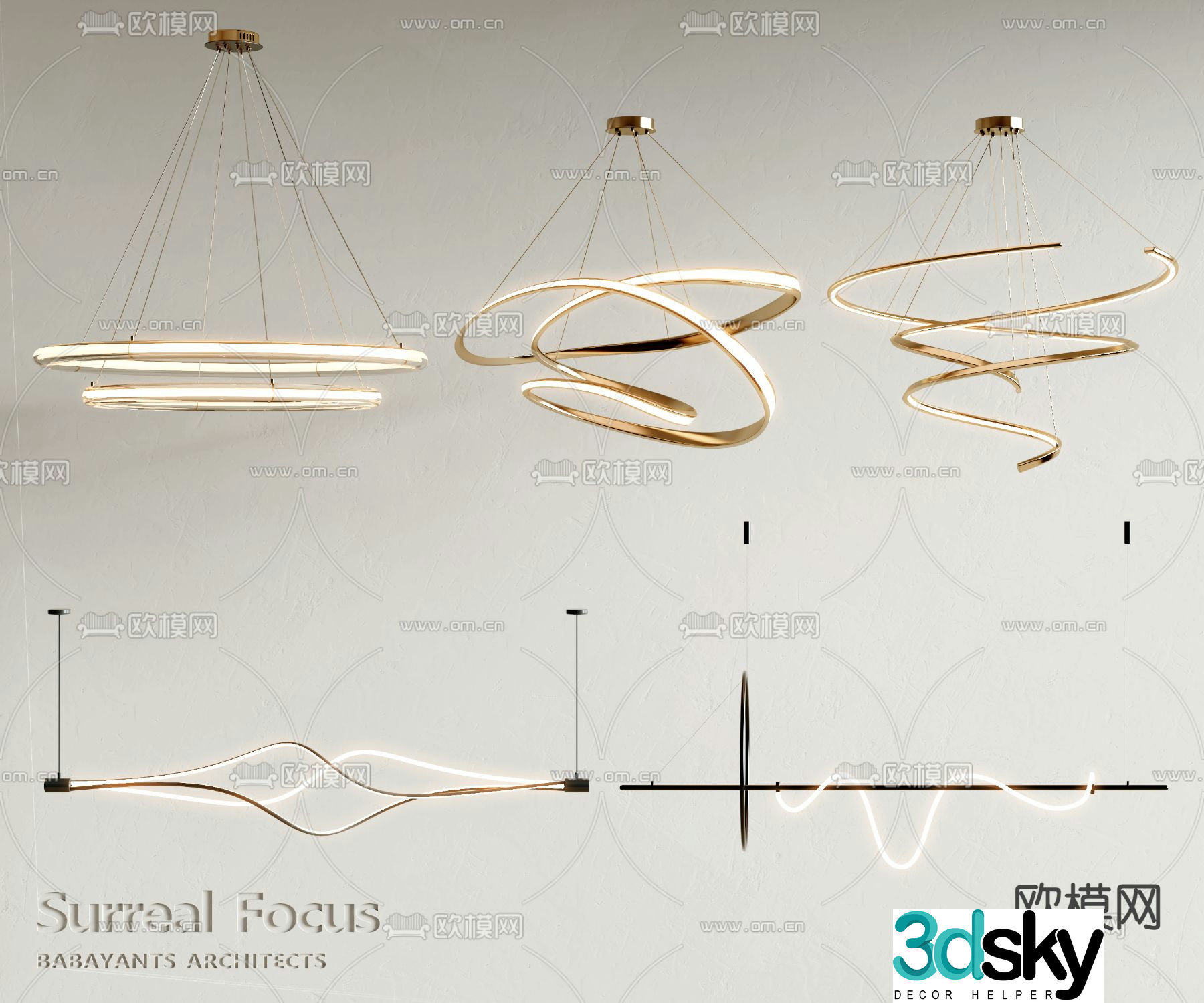 Light luxury chandelier hall chandelier 3d model