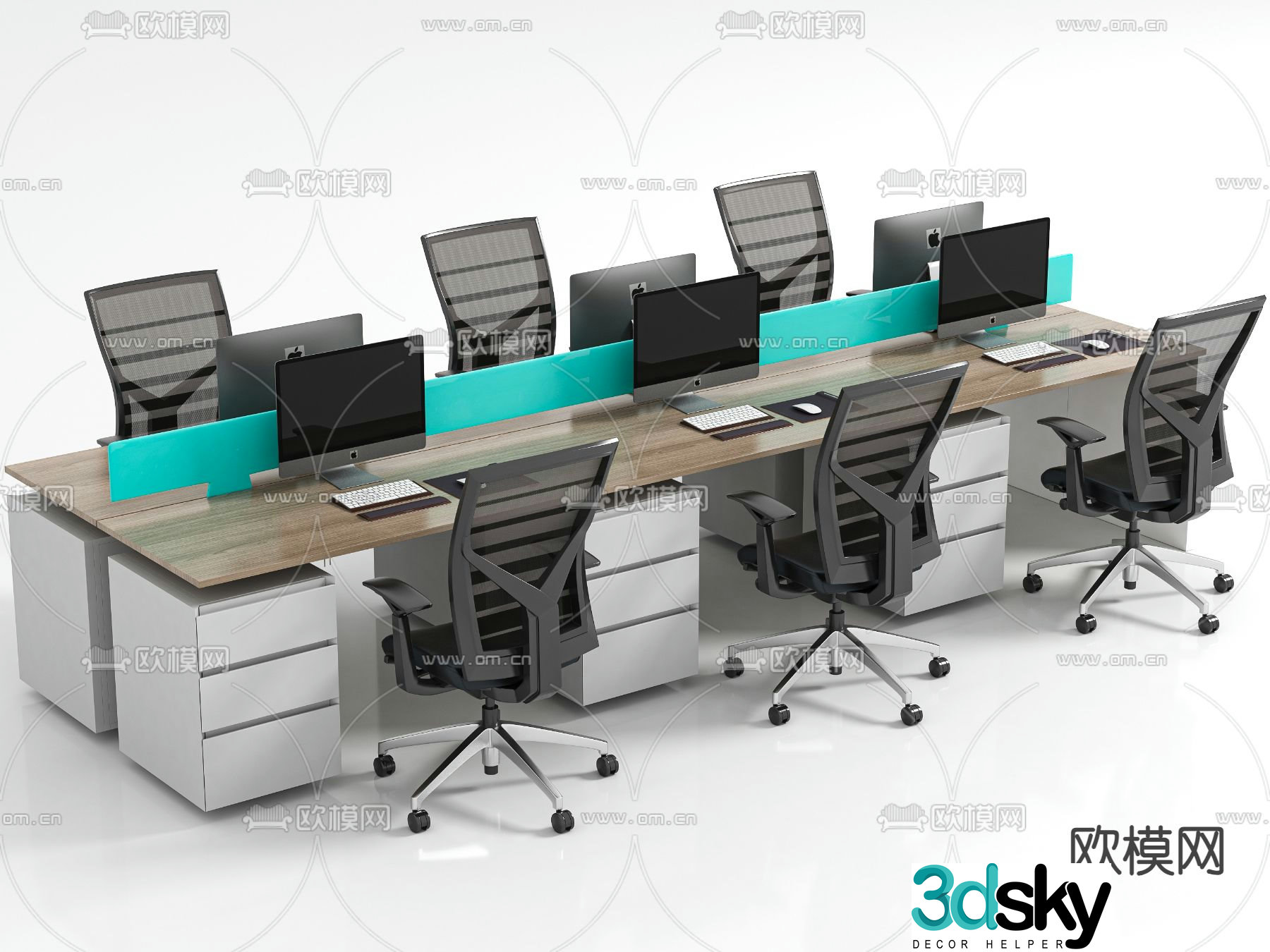 Card space desk staff table 3d model