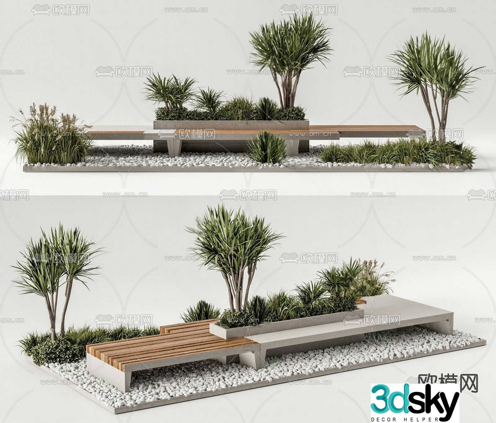 Outdoor chair tree pool chair park chair landscape seat 3d model