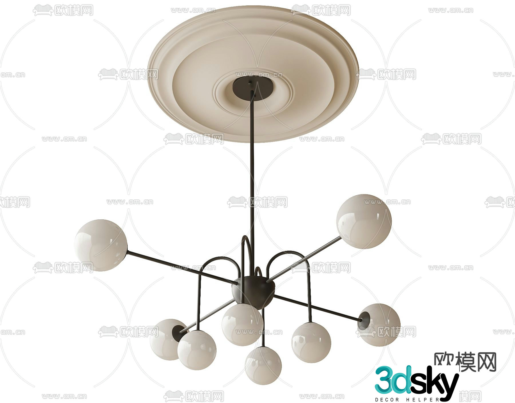 French chandelier cream style chandelier 3d model