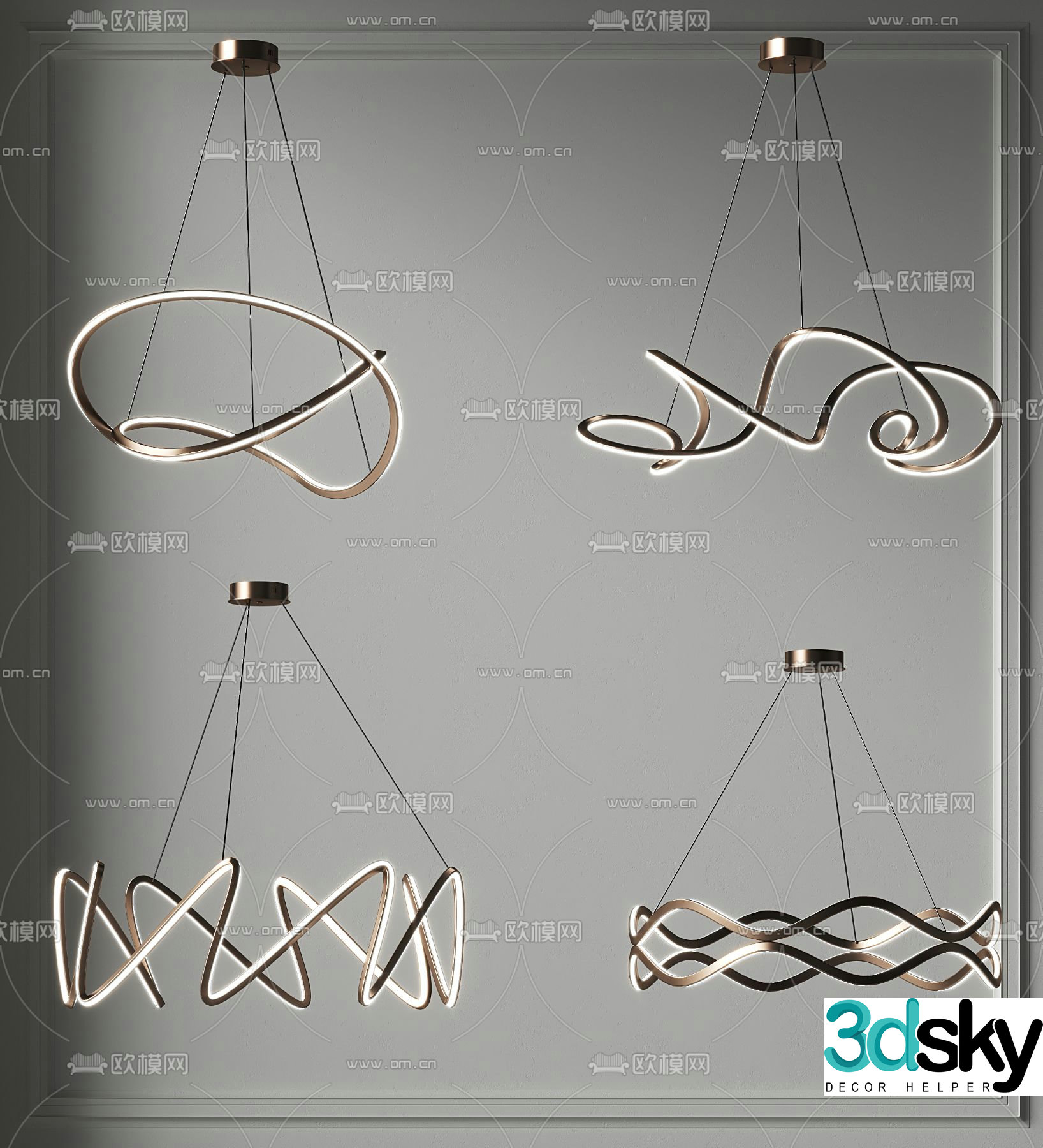Ring chandelier hall chandelier 3d model