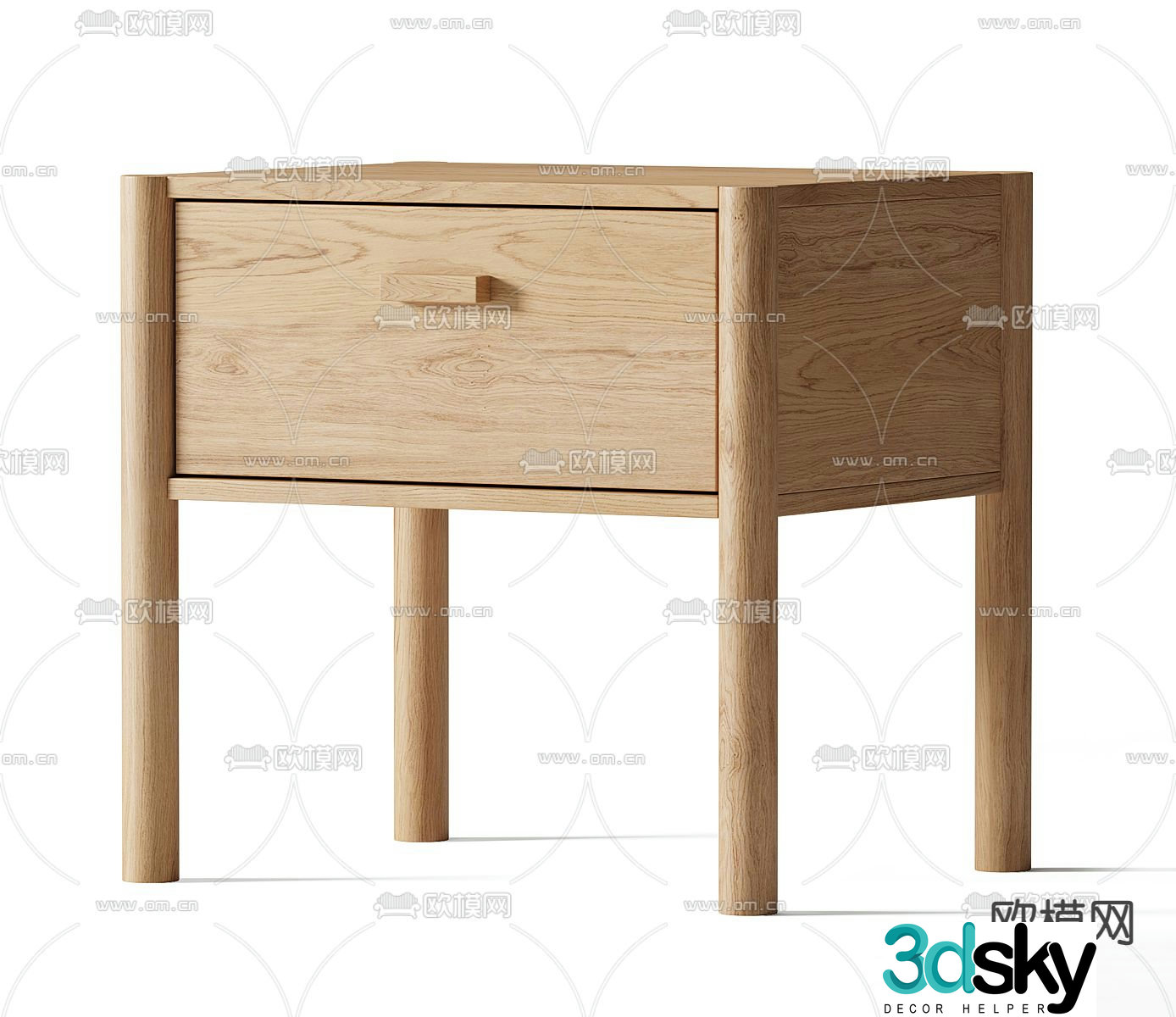 Axel oak bedside table 3d model
