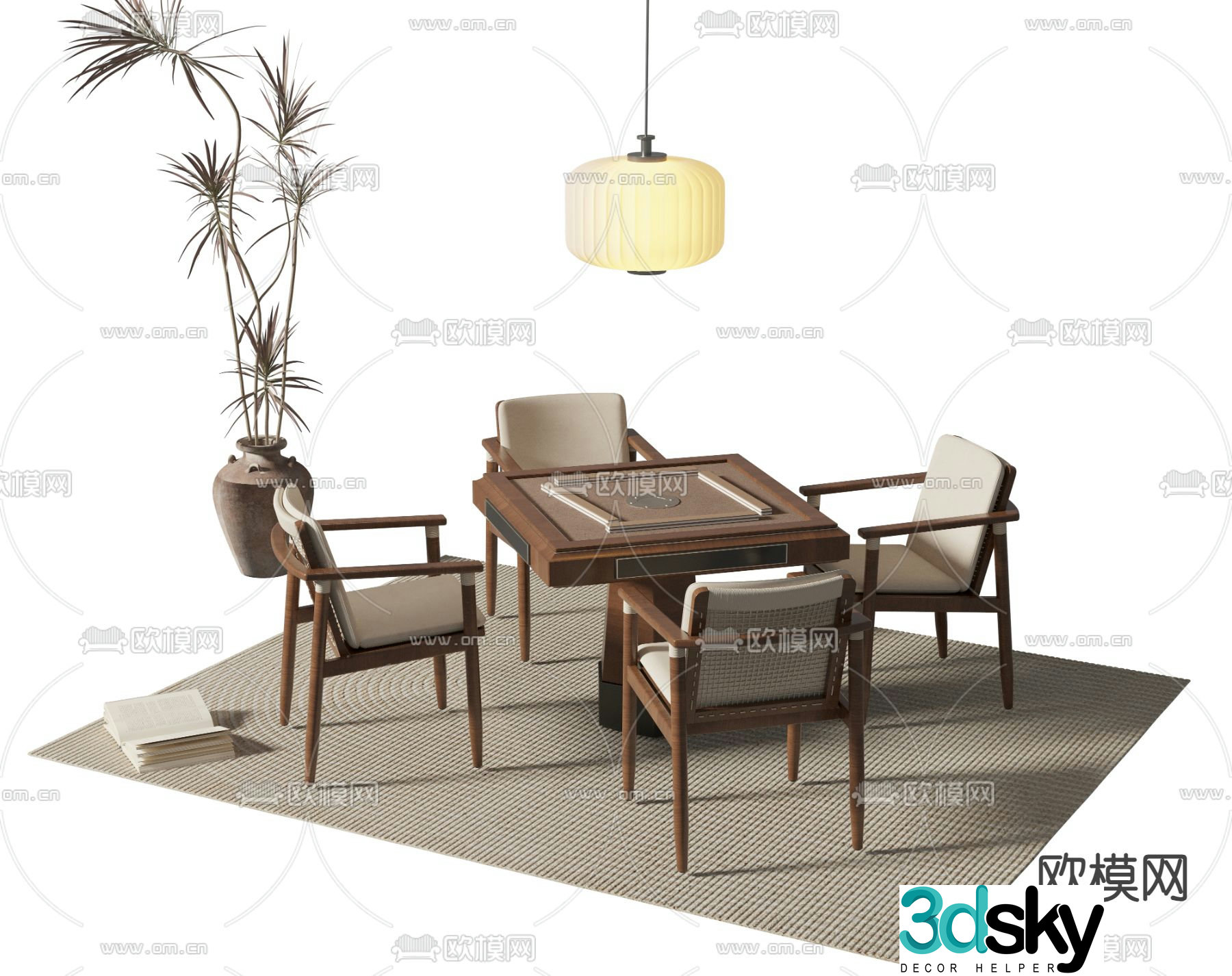 Medium style mahjong table 3d model