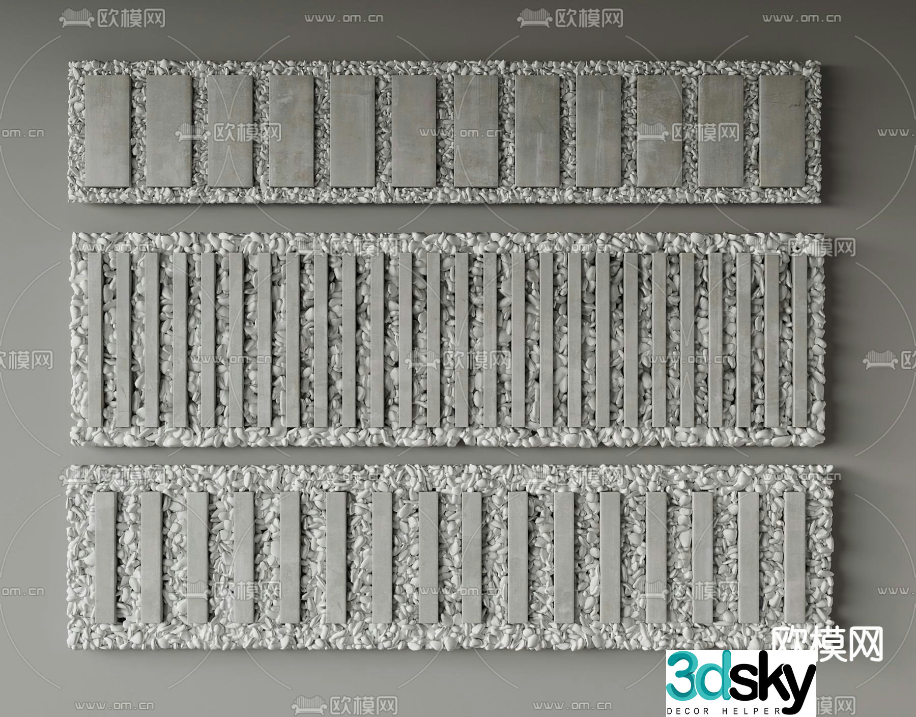 Landscape steps garden paving stone steps 3D model