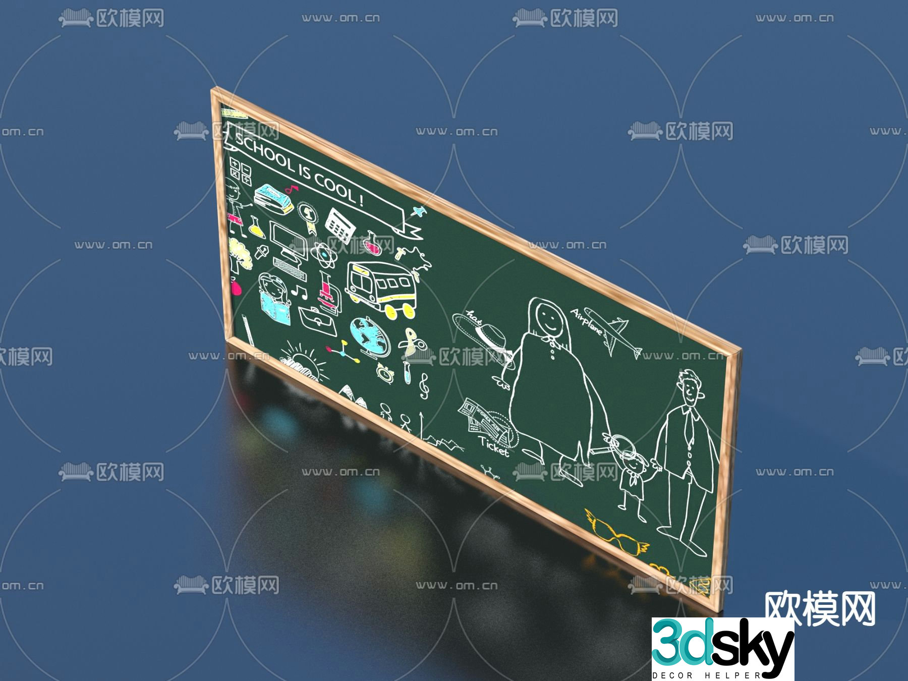 Billboard shop sign blackboard graffiti wall chalk drawing small blackboard 3d model