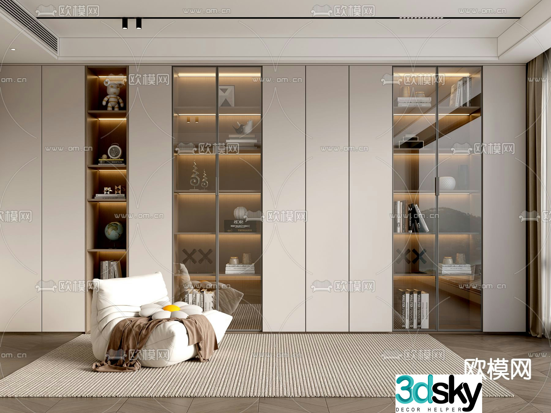Modern bookcase decorative cabinet 3d model