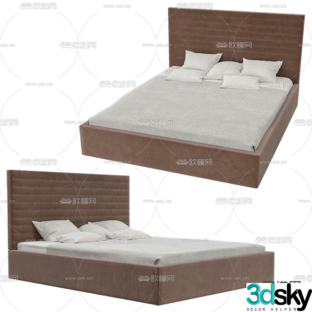Double bed commercial bed 3d model