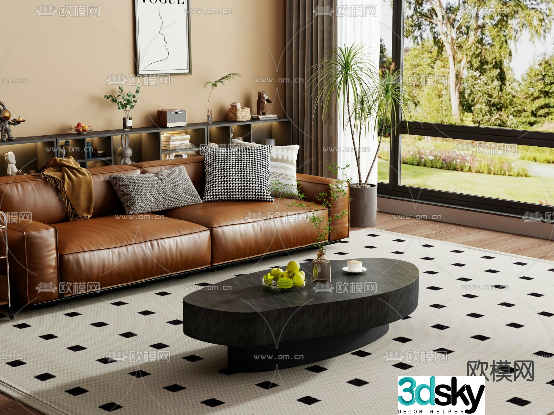 French multi-seater sofa 3d model