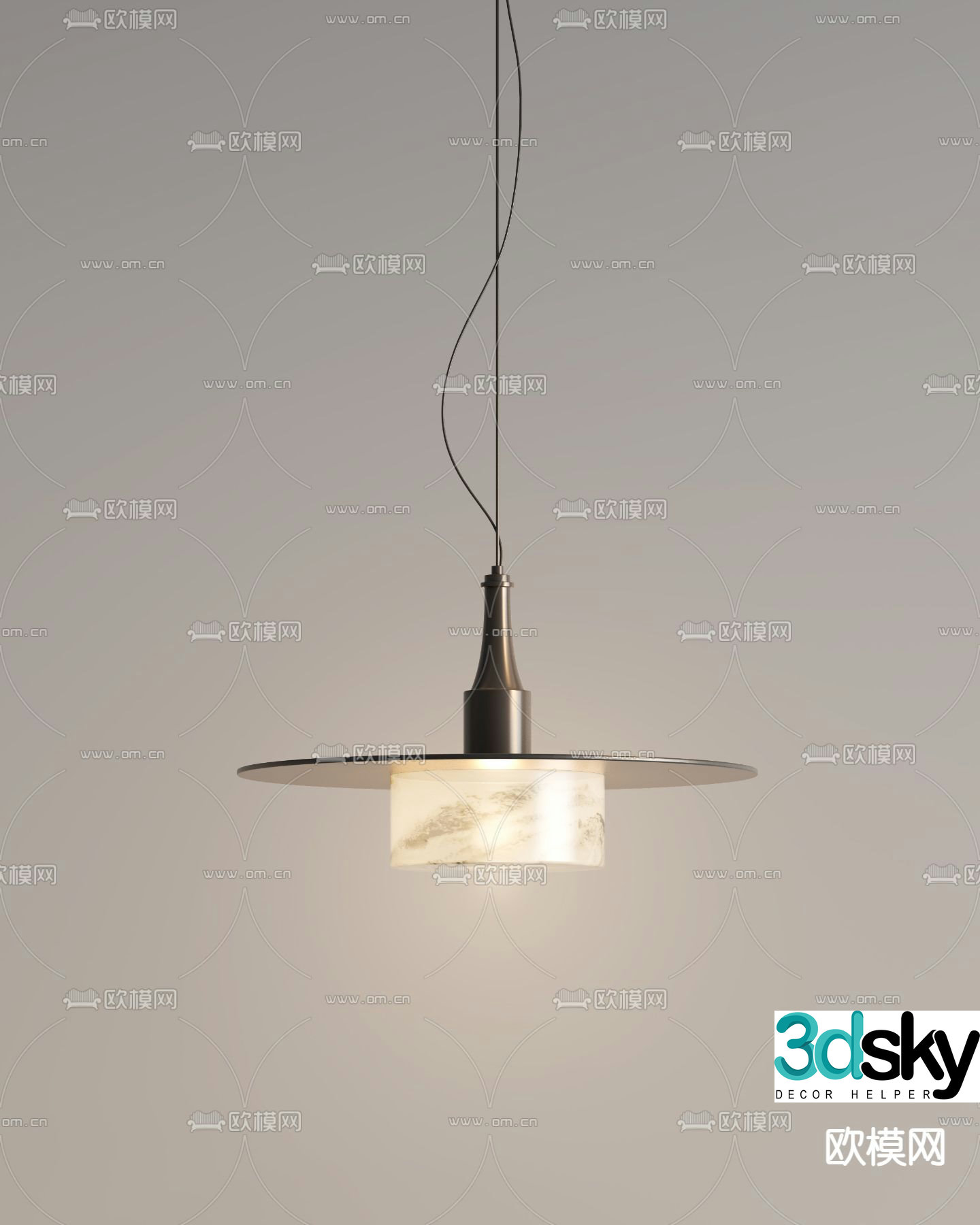Translucent stone chandelier bedside chandelier 3d model