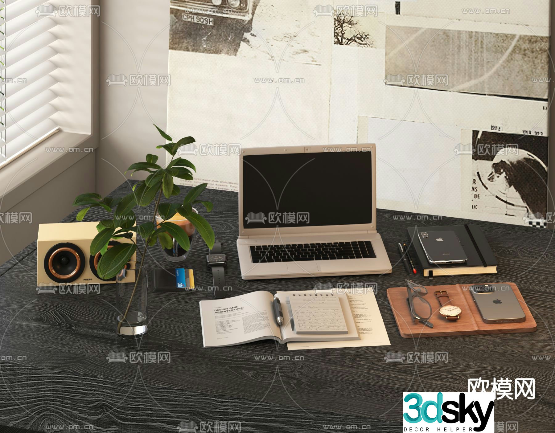 Office Supplies Desktop Ornaments Laptop 3D Model