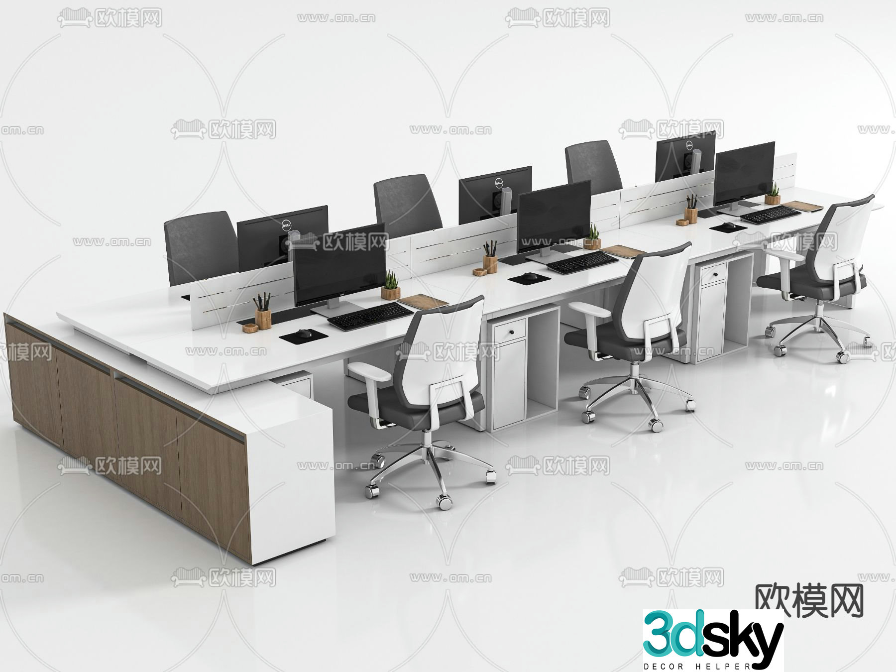 Card space desk workstation 3D model