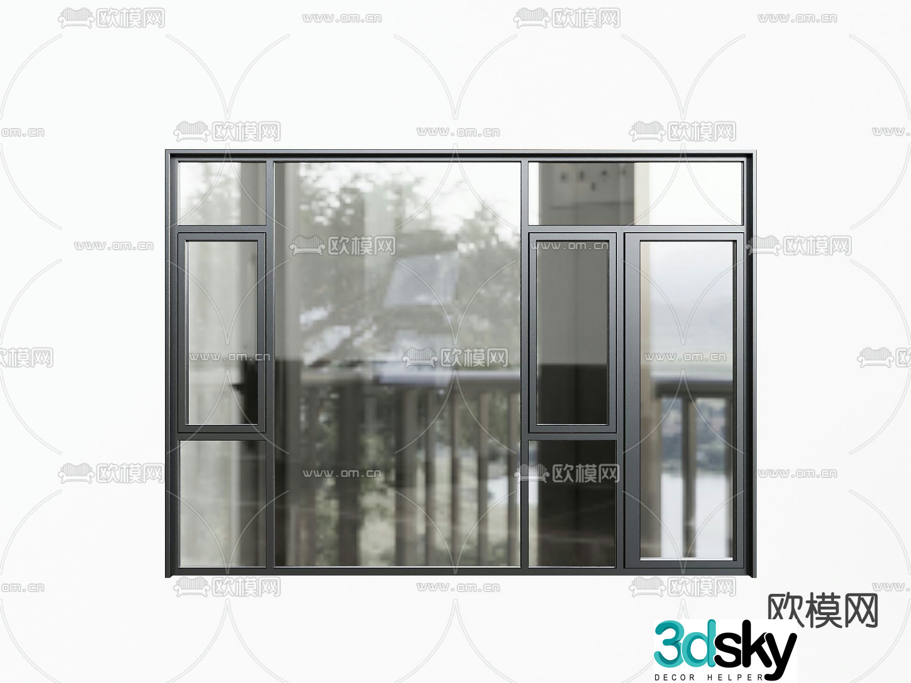 Window glass partition doors and windows balcony windows 3D model
