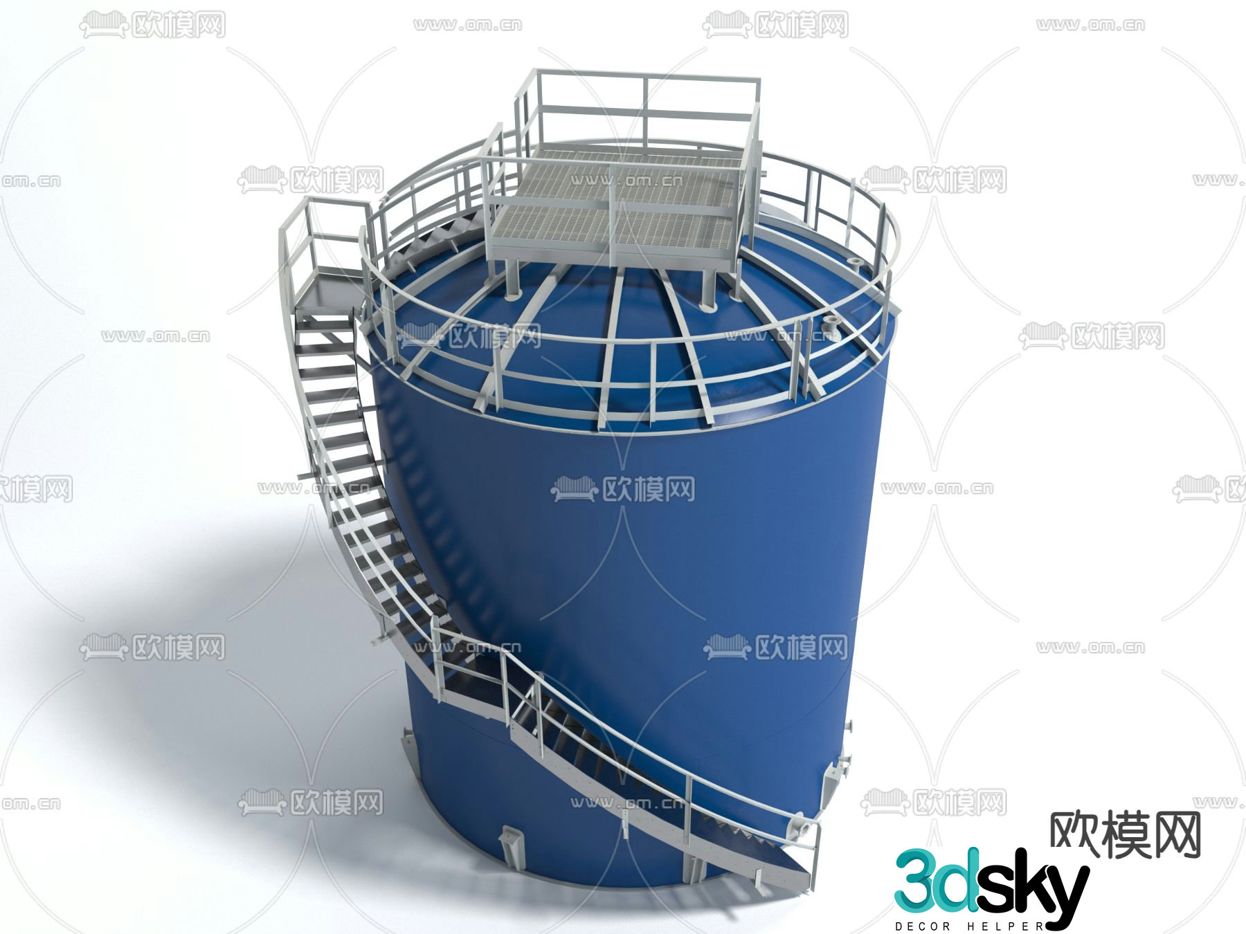 Industrial equipment sealed tank mechanical structure 3d model