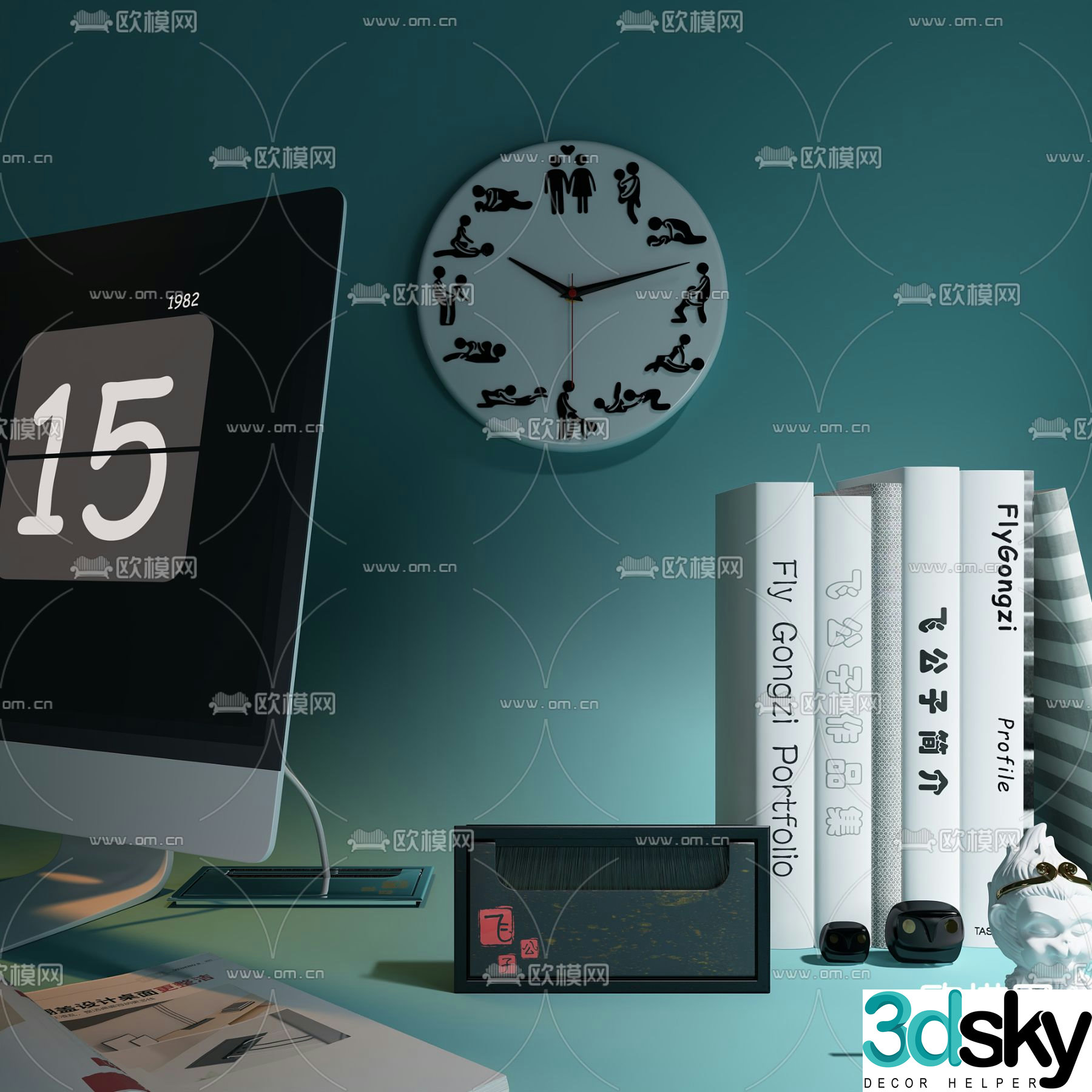notebook books office supplies 3d model