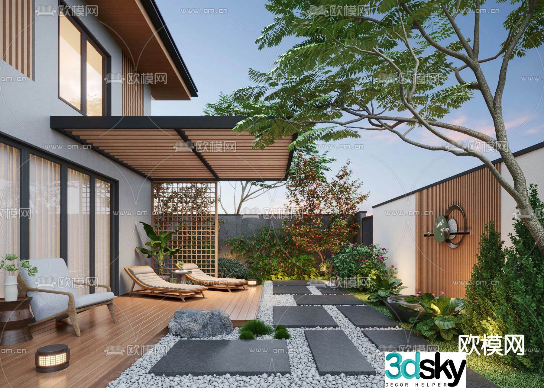 Home courtyard villa courtyard 3d model