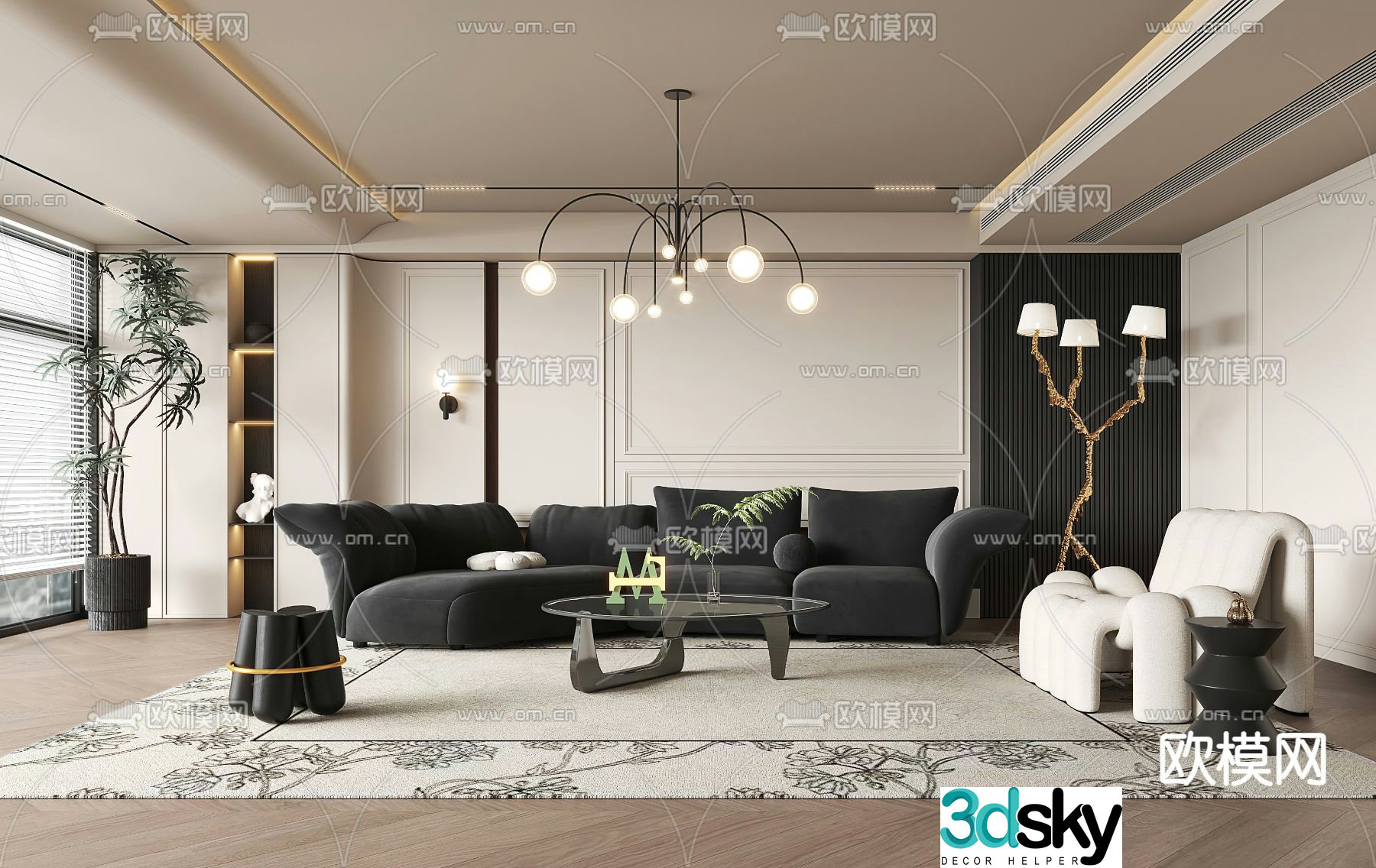 French living room 3d model