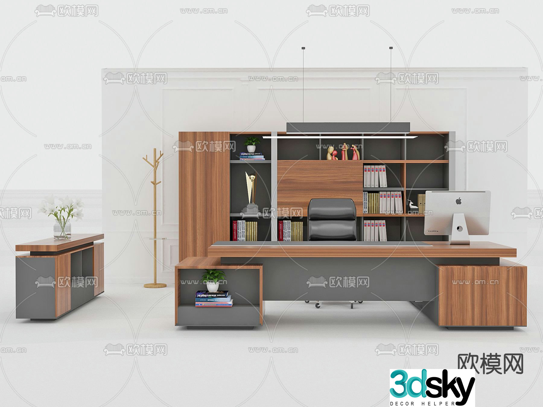 Executive desk desk file cabinet 3d model
