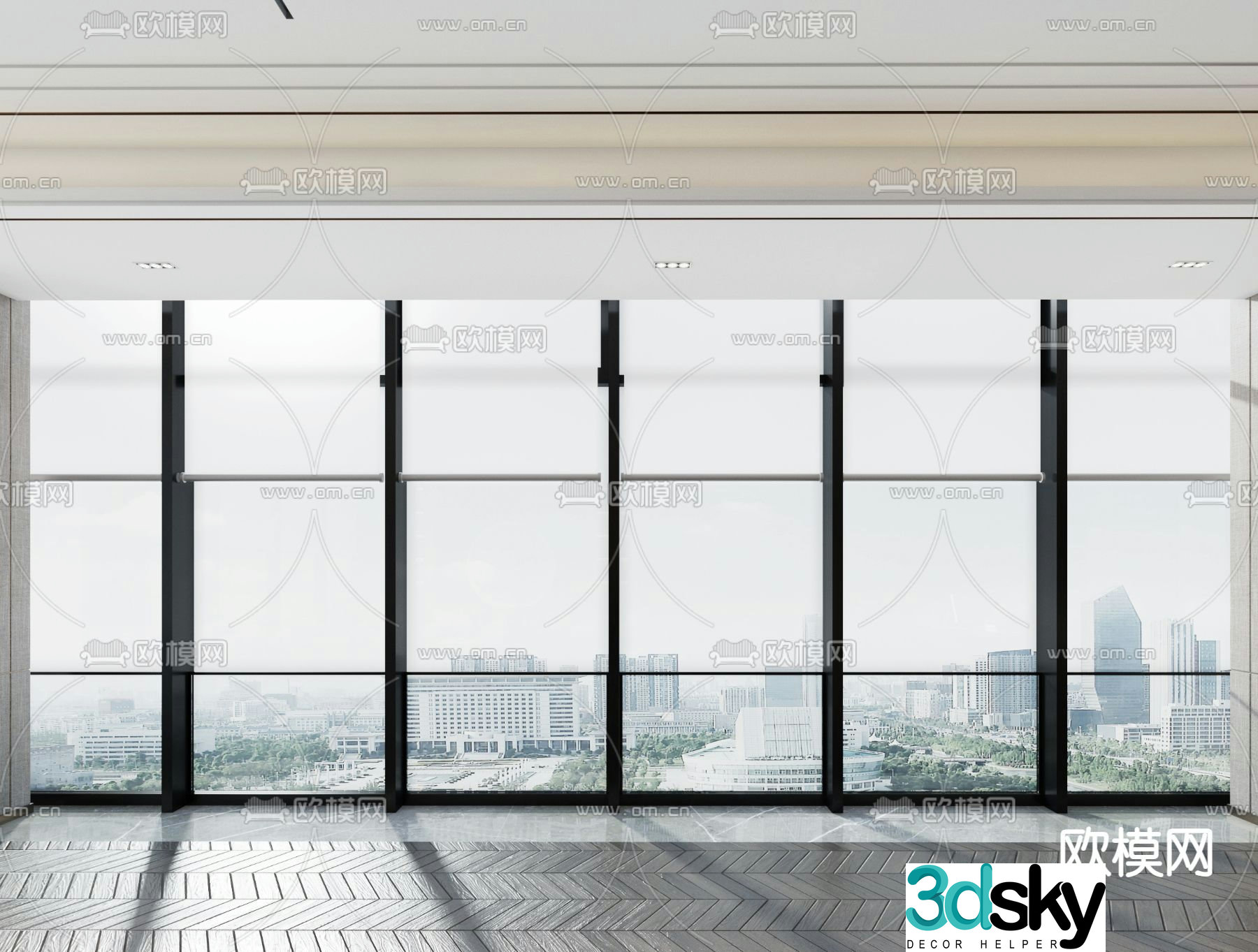 Floor-to-ceiling glass windows Glass curtain wall Building exterior wall 3D model