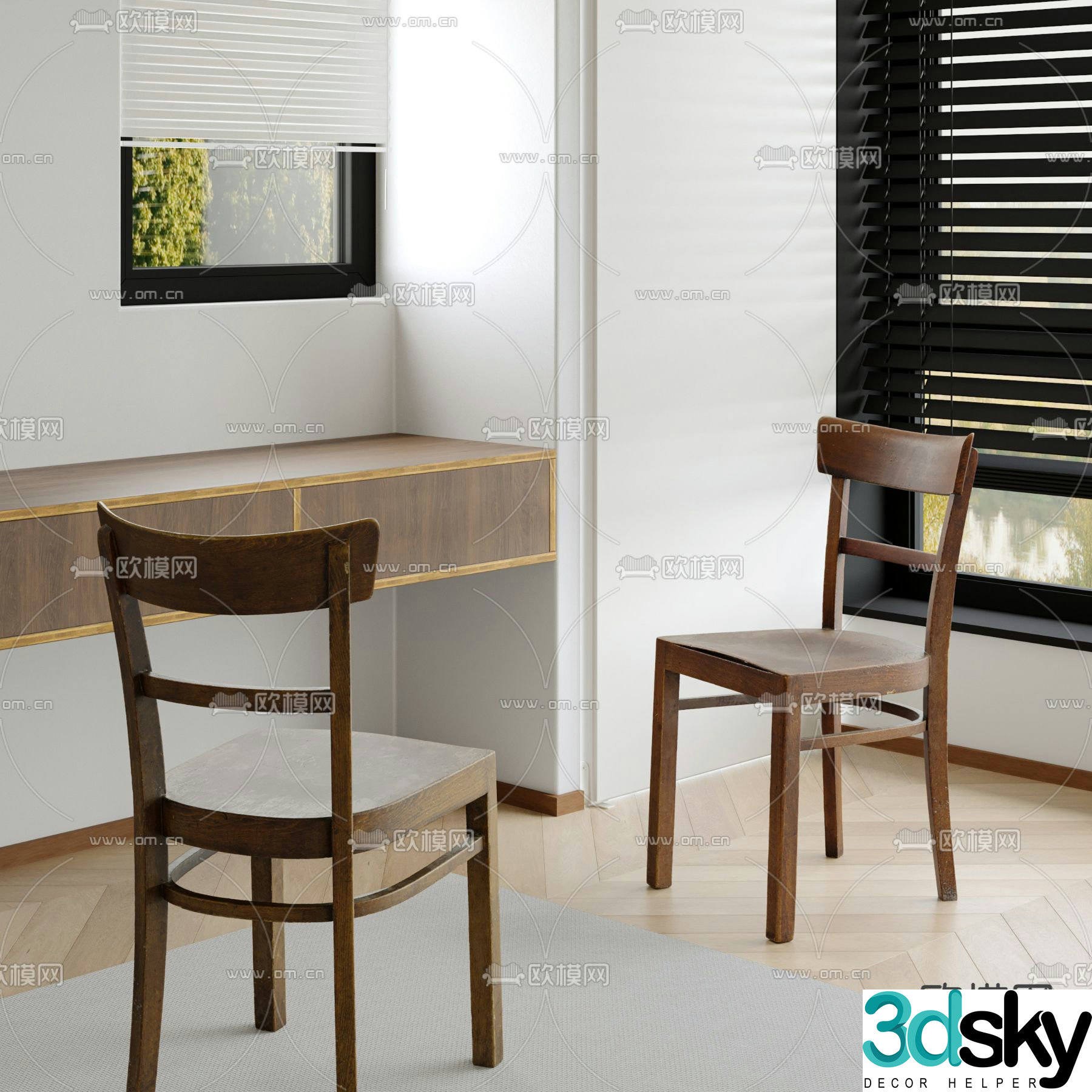 Medium style chair dining chair 3d model