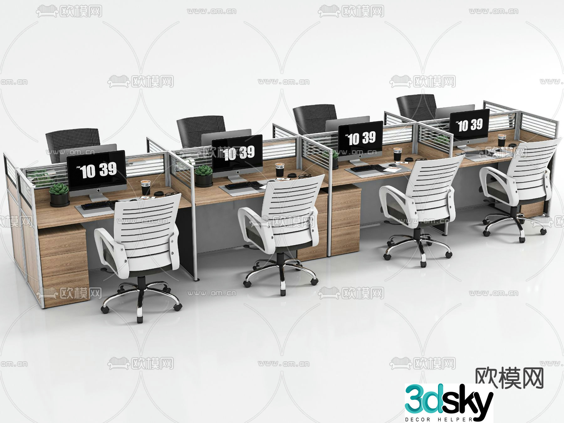 Card space desk workstation 3D model