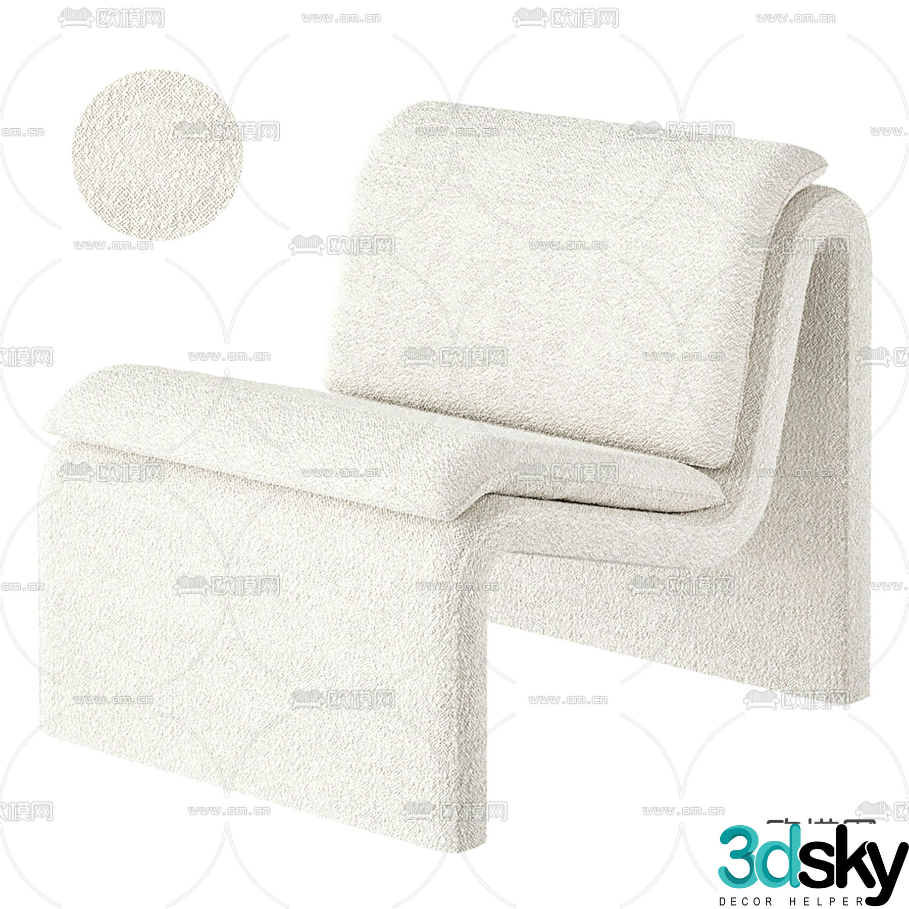 Cream style chair leisure chair 3d model