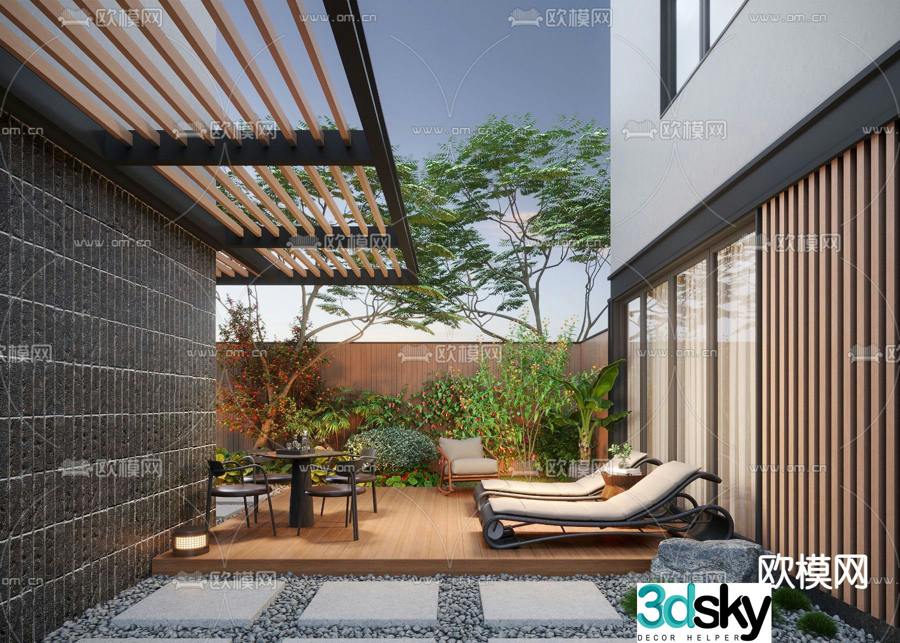 Home courtyard villa courtyard 3d model