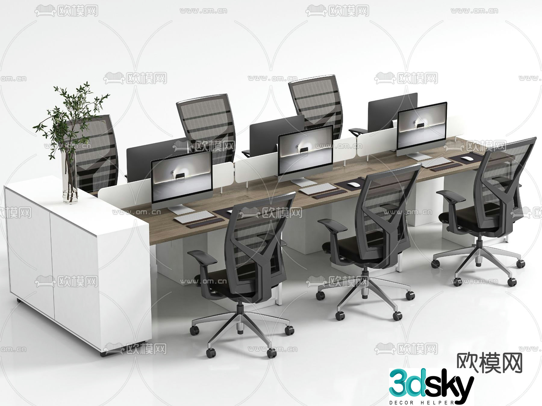 Card space desk staff table 3d model