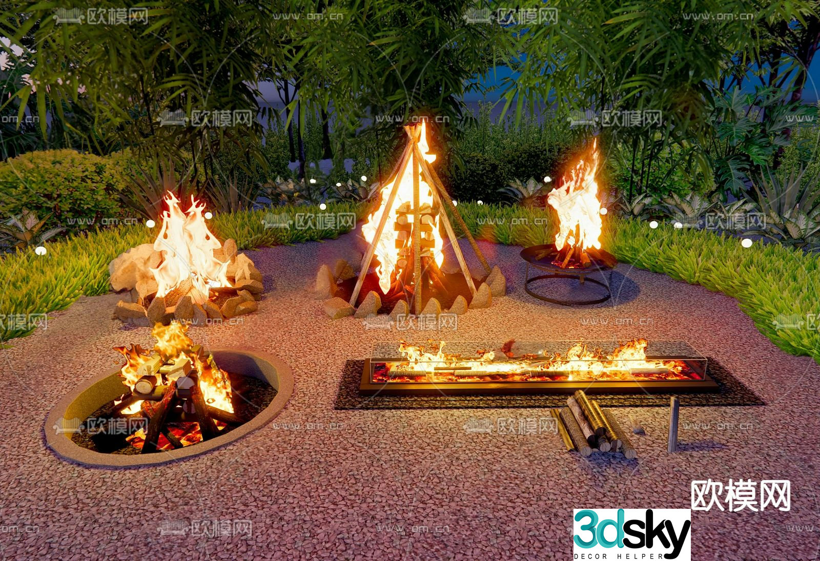 Outdoor bonfire courtyard brazier 3d model