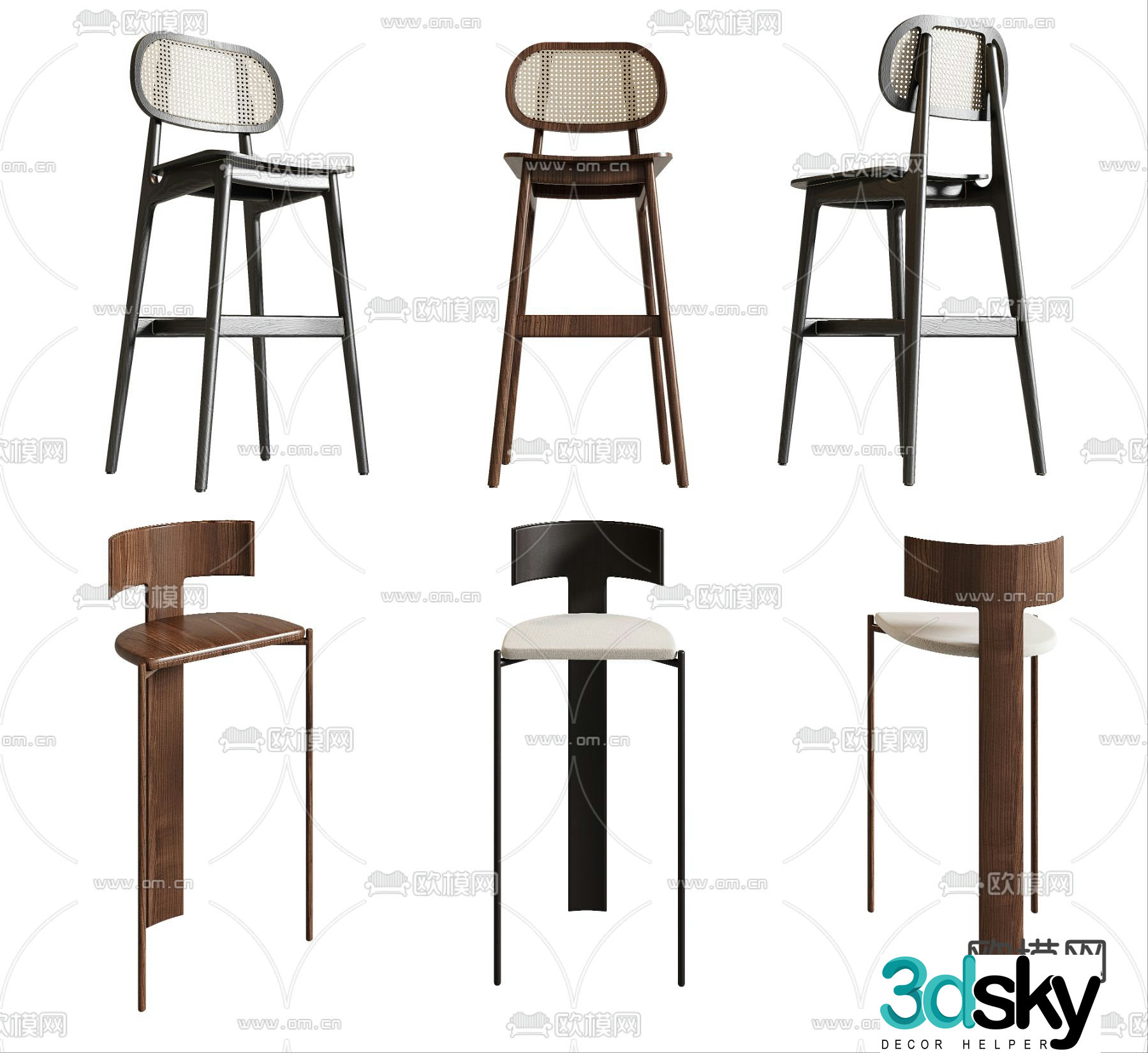wabisabi style bar stool bar stool 3d model