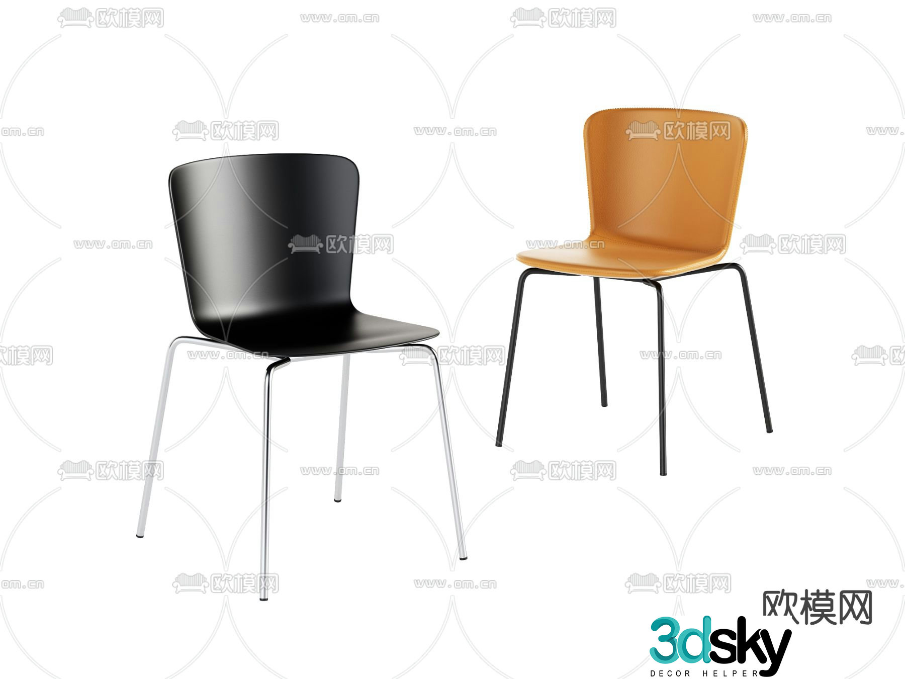 Modern chair dining chair 3d model