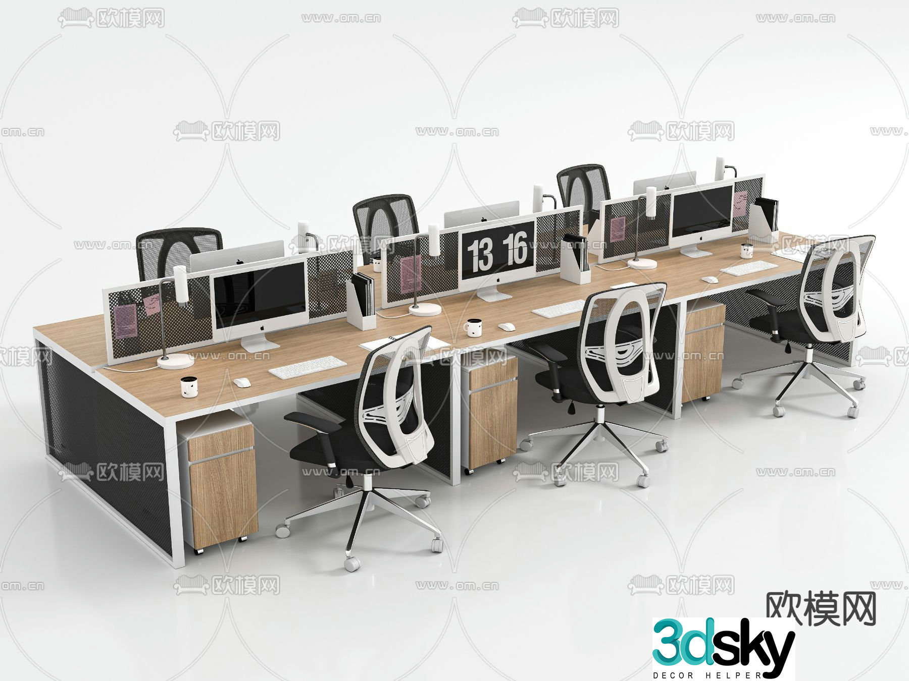 Card space desk workstation 3D model