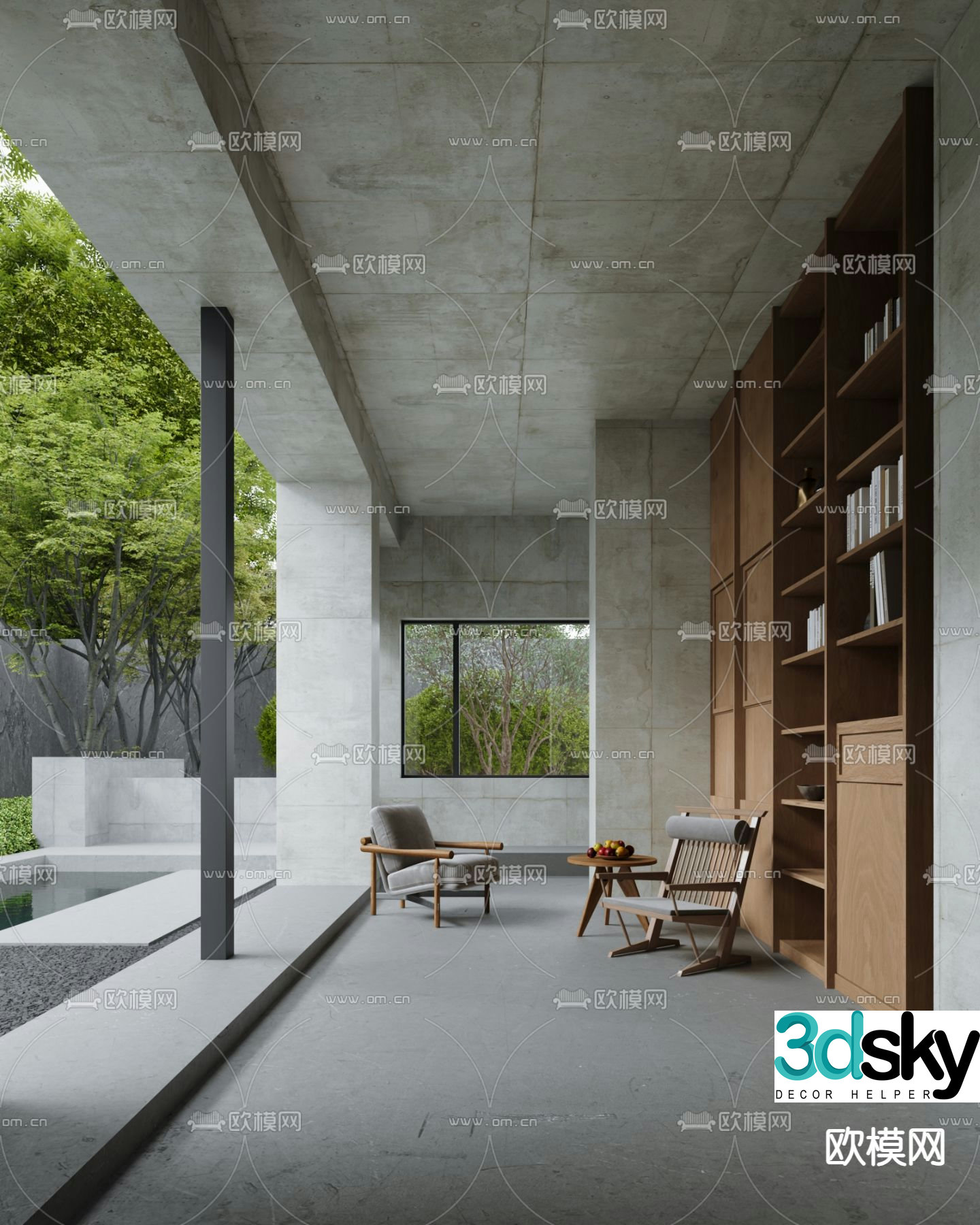 Rest area leisure balcony courtyard landscape 3d model