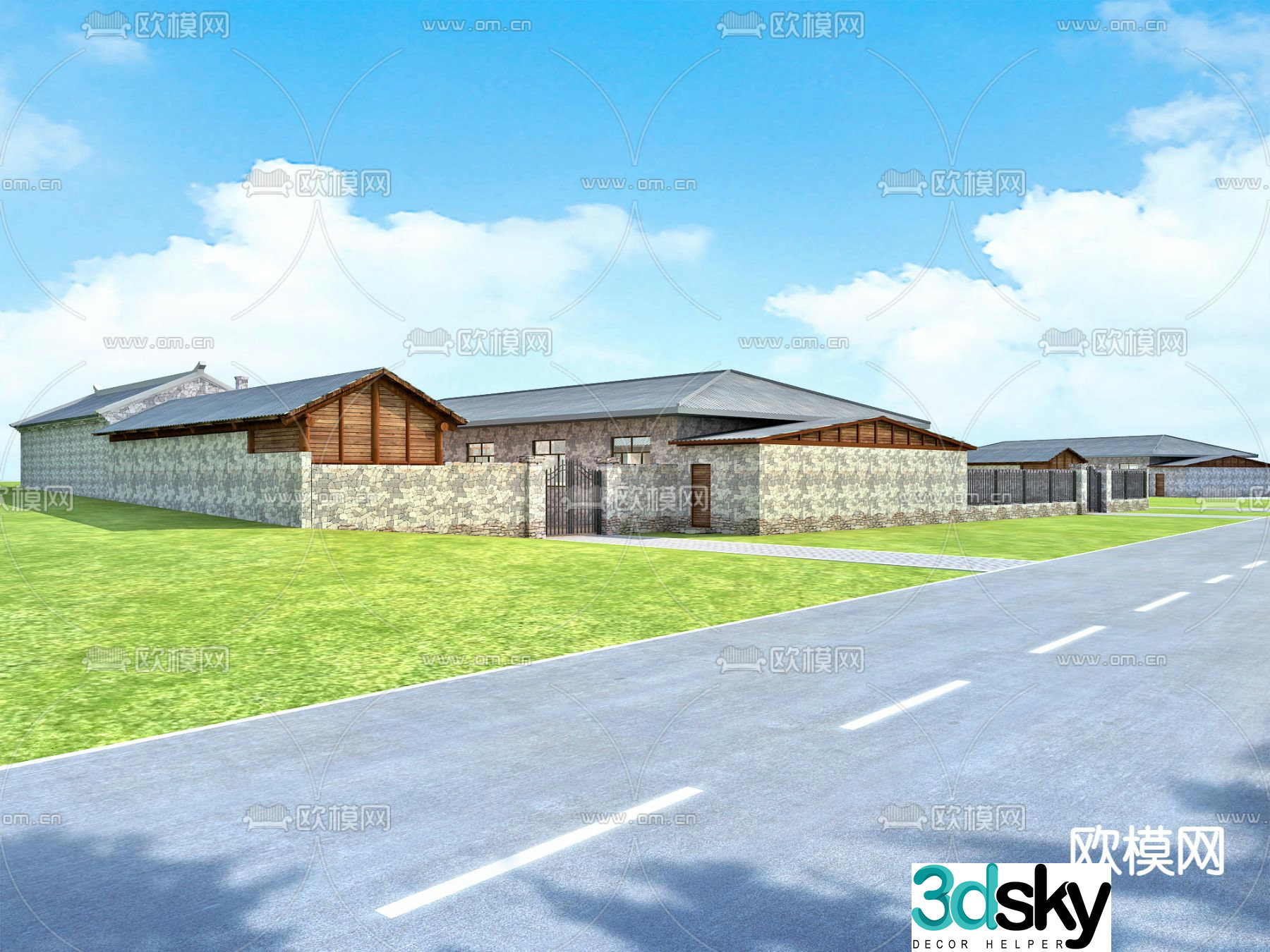 Rural Landscape Renovation Road Landscape 3D Model
