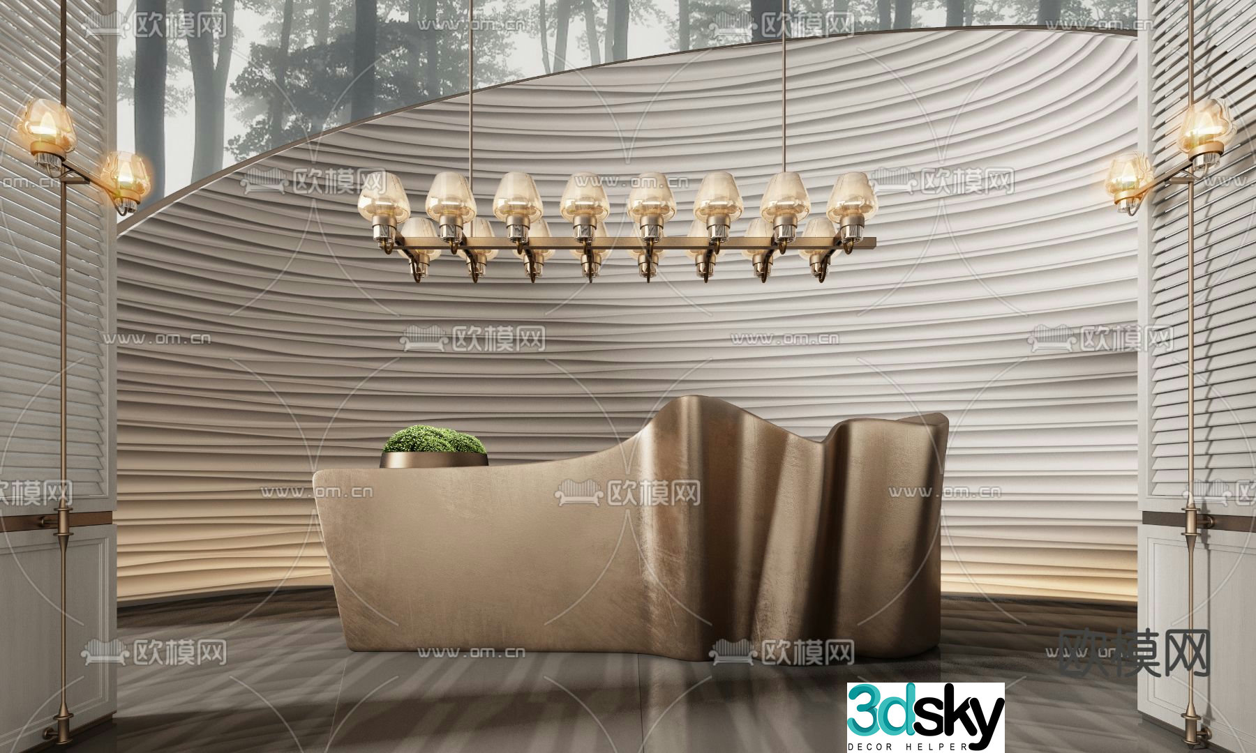 Front desk reception desk 3d model