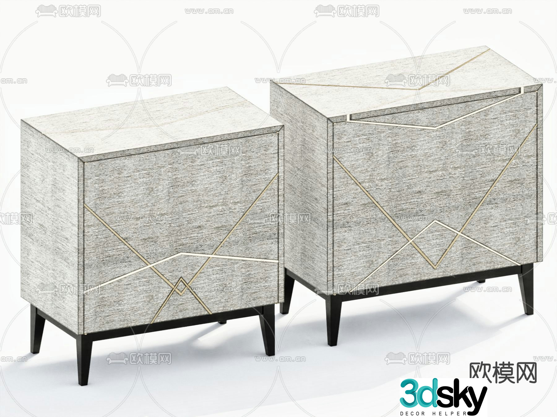 Bedside table decorative low cabinet 3d model
