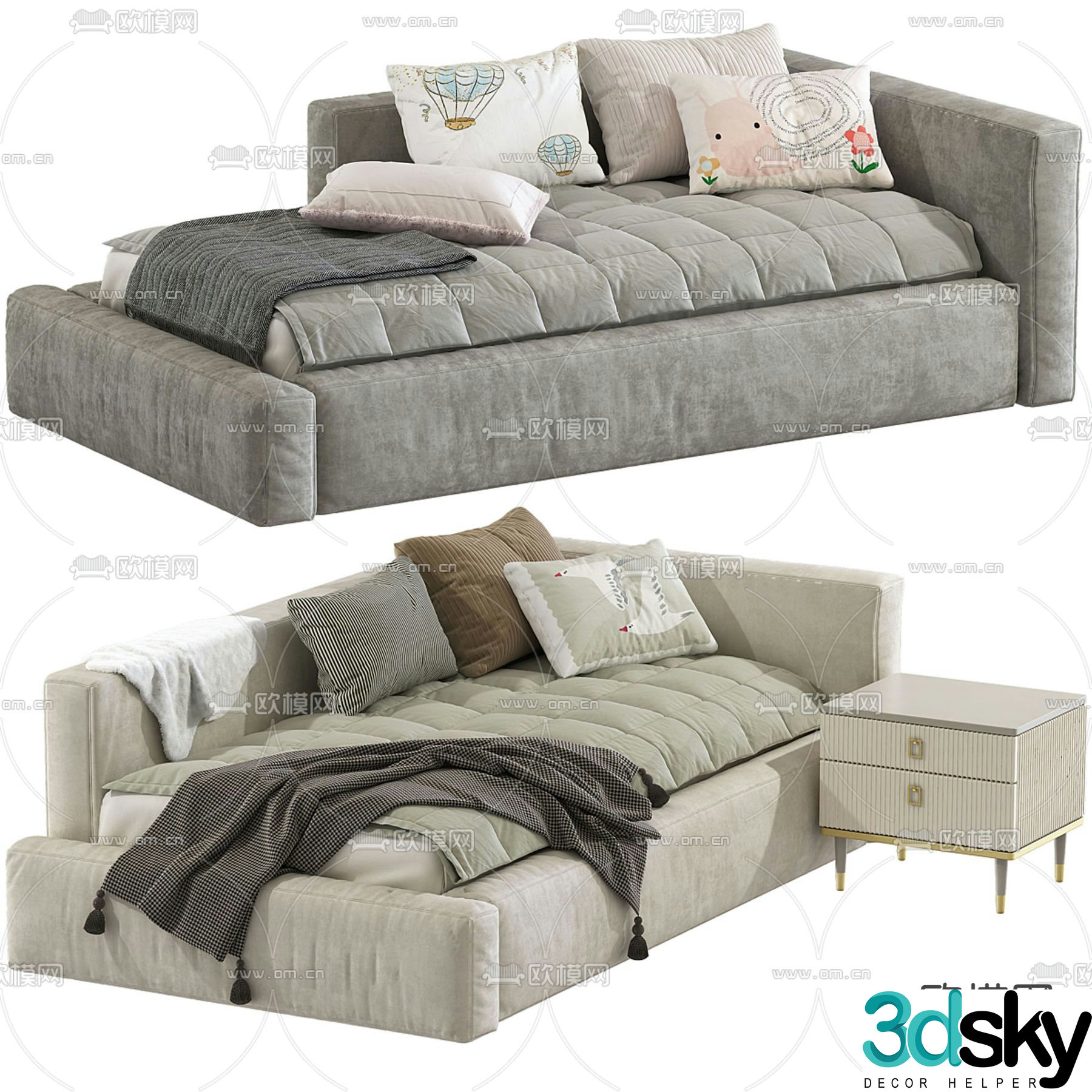 Fabric sofa bed 3d model